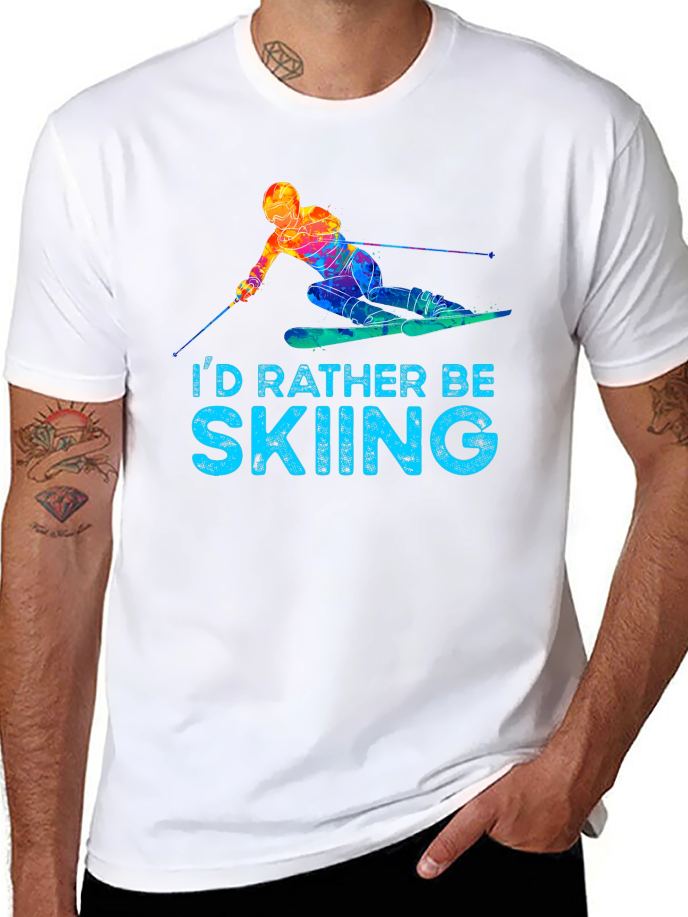 Black I'd Rather Be Skiing T-Shirt - Novelty Graphic Tee view 8