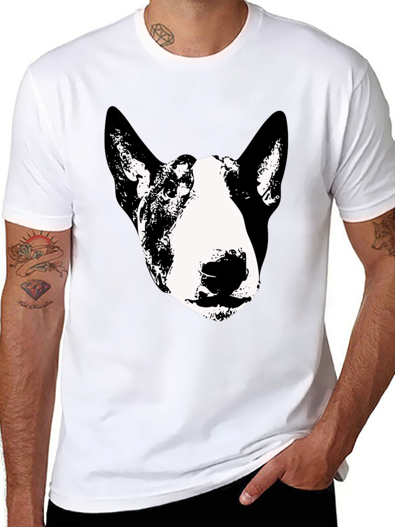 Black Bull Terrier Graphic Tee - Black Cotton Blend view 8