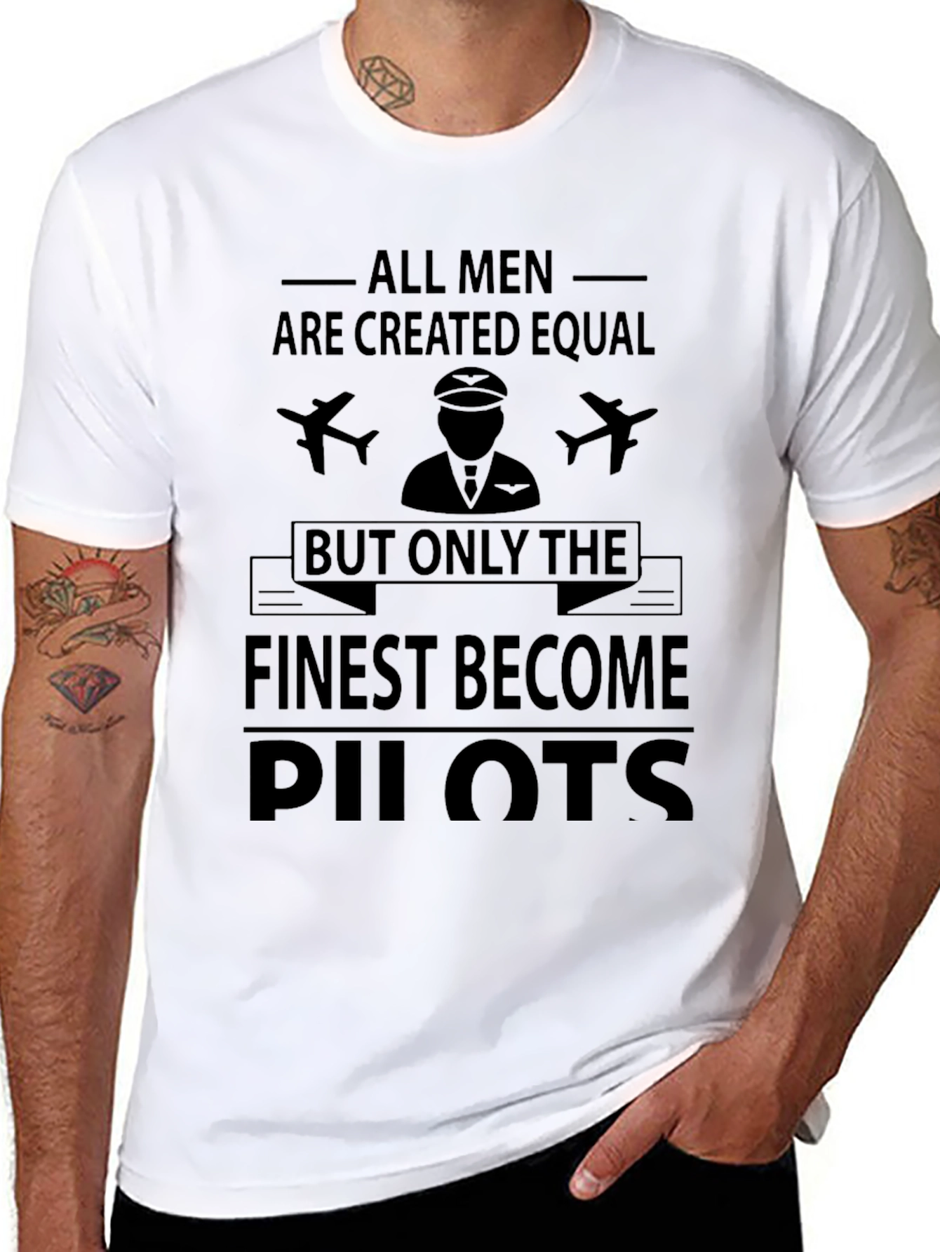Black Finest Pilots T-Shirt - All Men Are Created Equal view 8