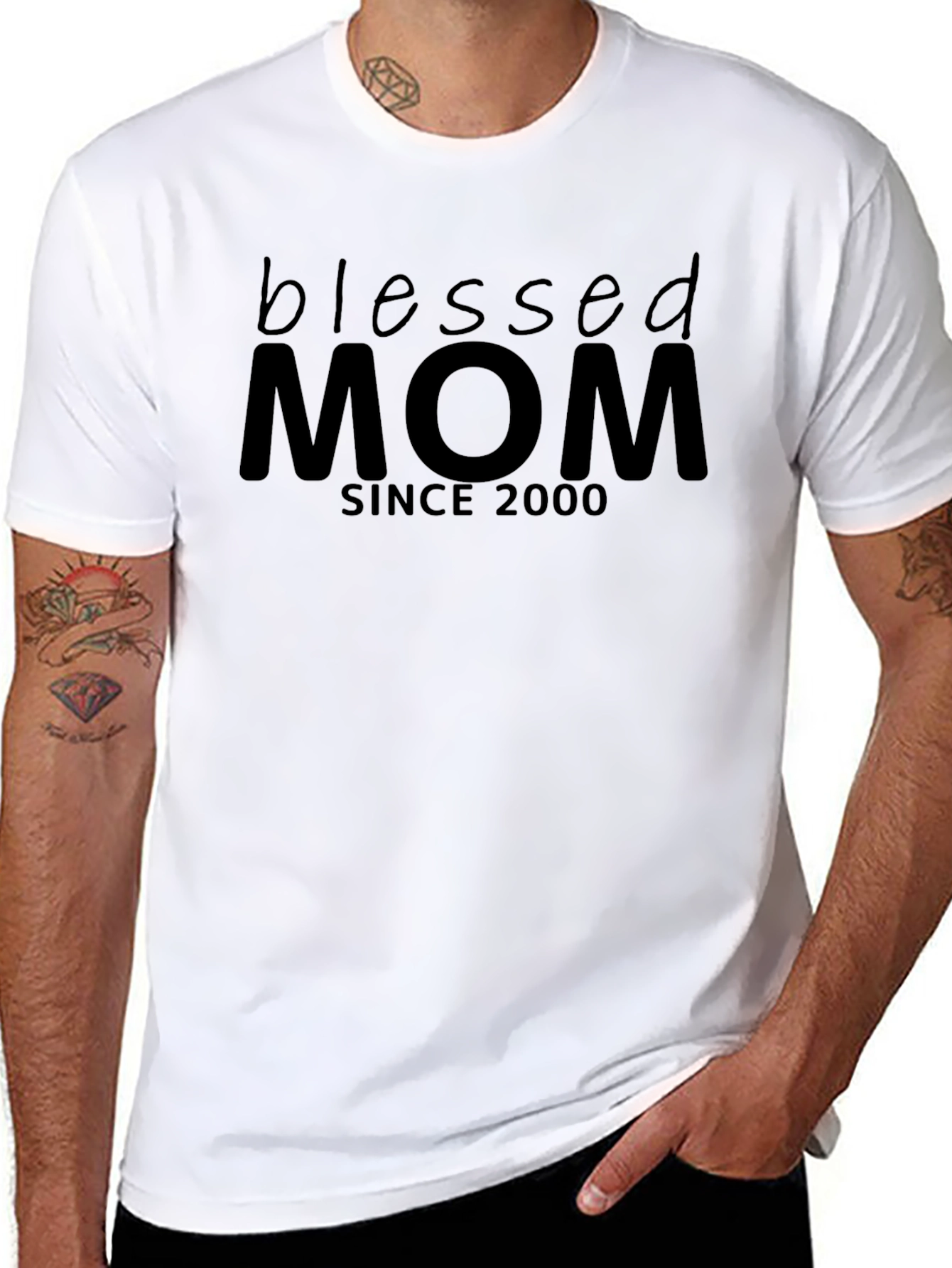 Black Blessed Mom Since 2000 T-Shirt view 8