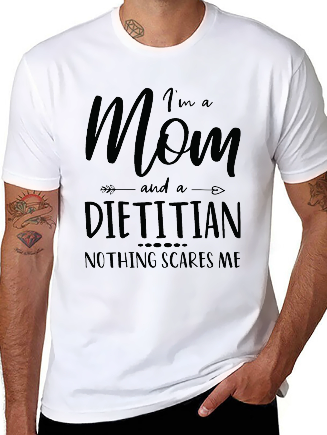 Black Mom and Dietitian T-Shirt - Nothing Scares Me! view 8