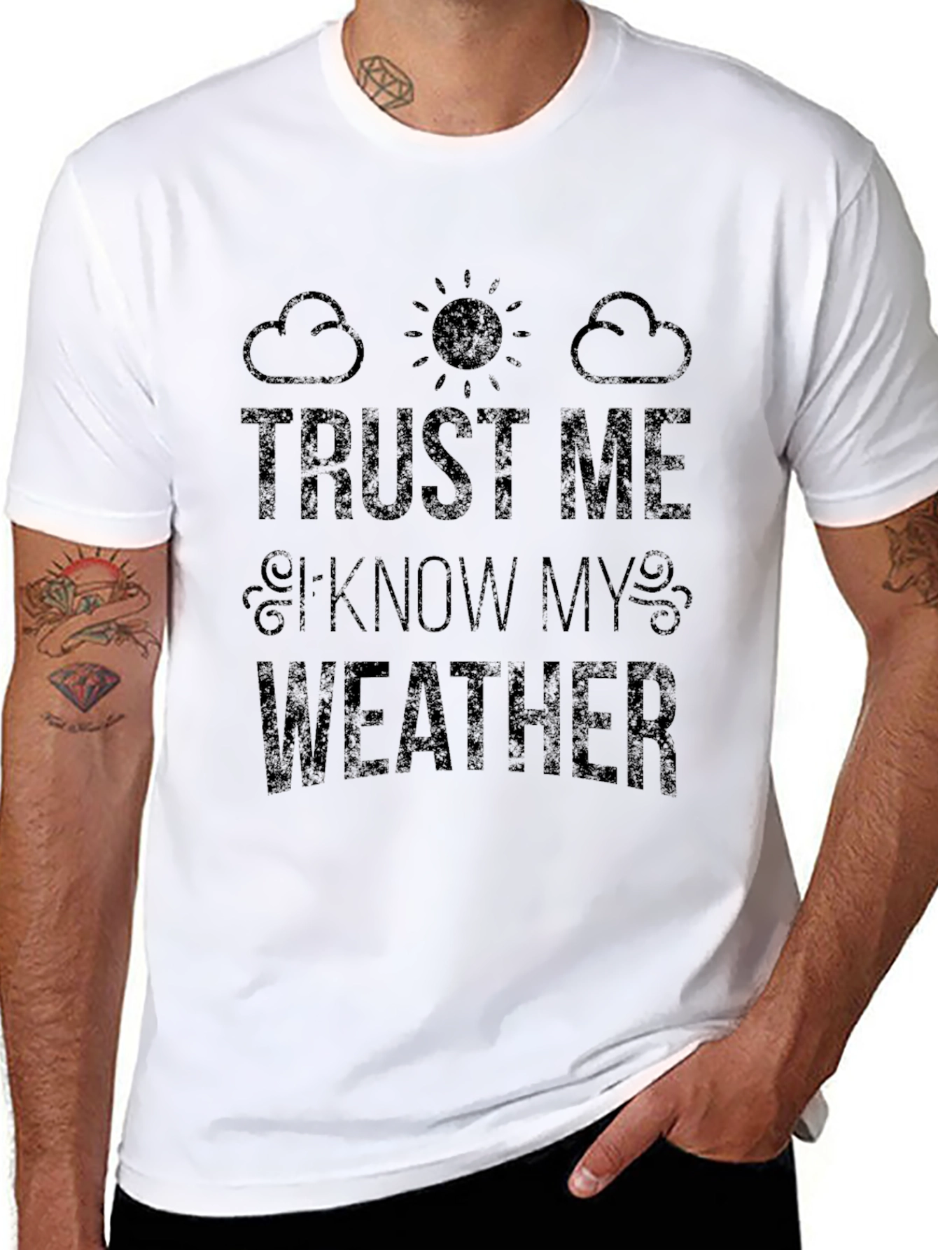 Black Trust Me I Know My Weather Graphic T-Shirt view 8
