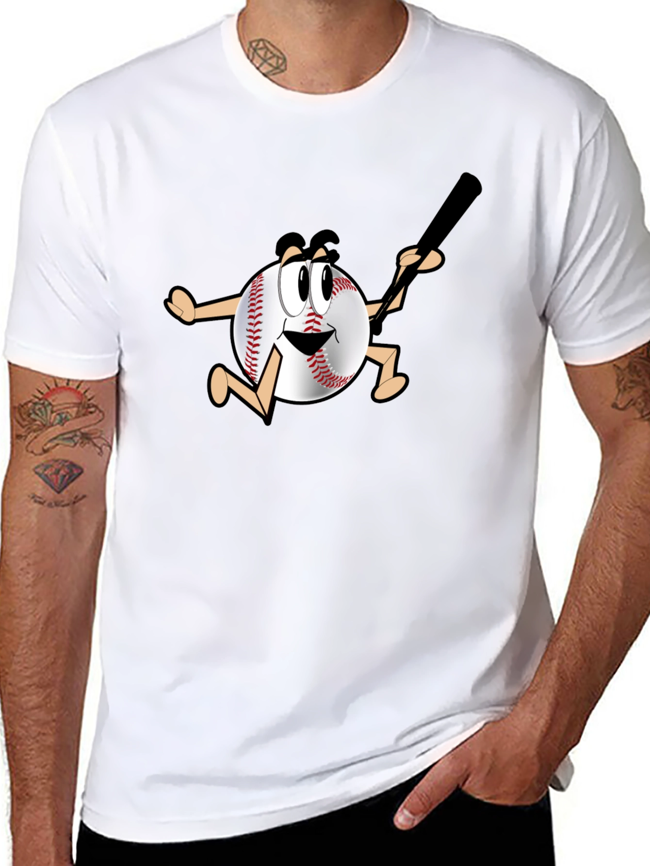 Black Baseball Cartoon T-Shirt view 8