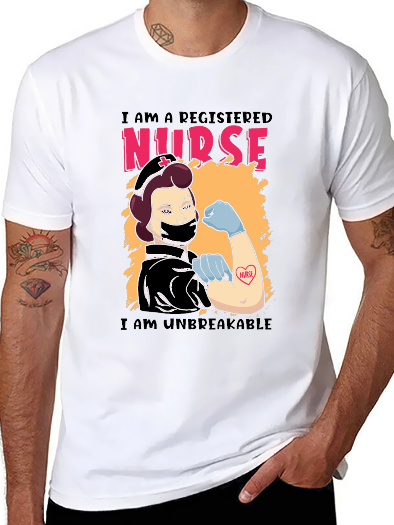 Black Registered Nurse Unbreakable Graphic T-Shirt view 8