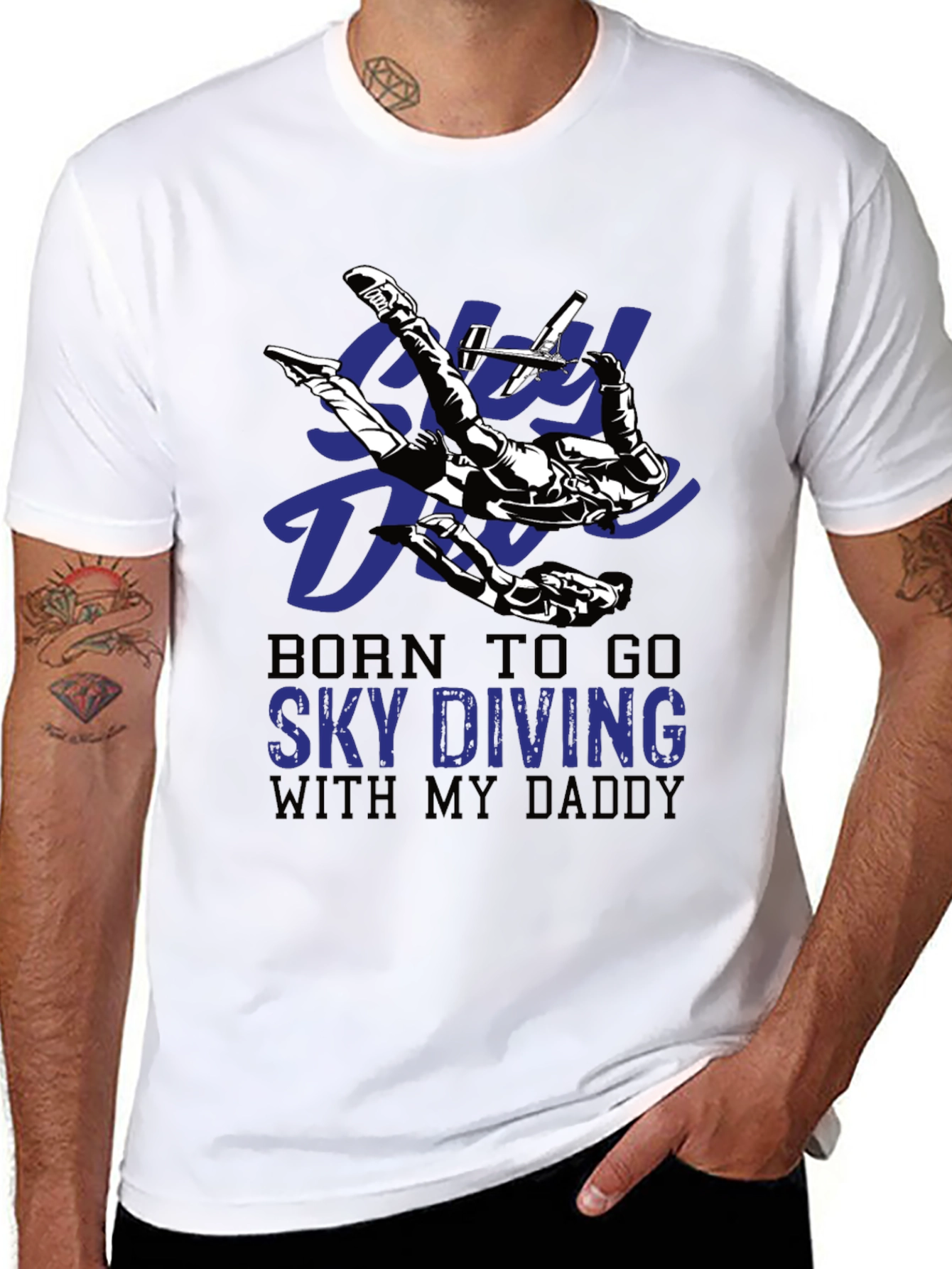 Black Skydiving Daddy T-Shirt | Born To Go Sky Diving view 8