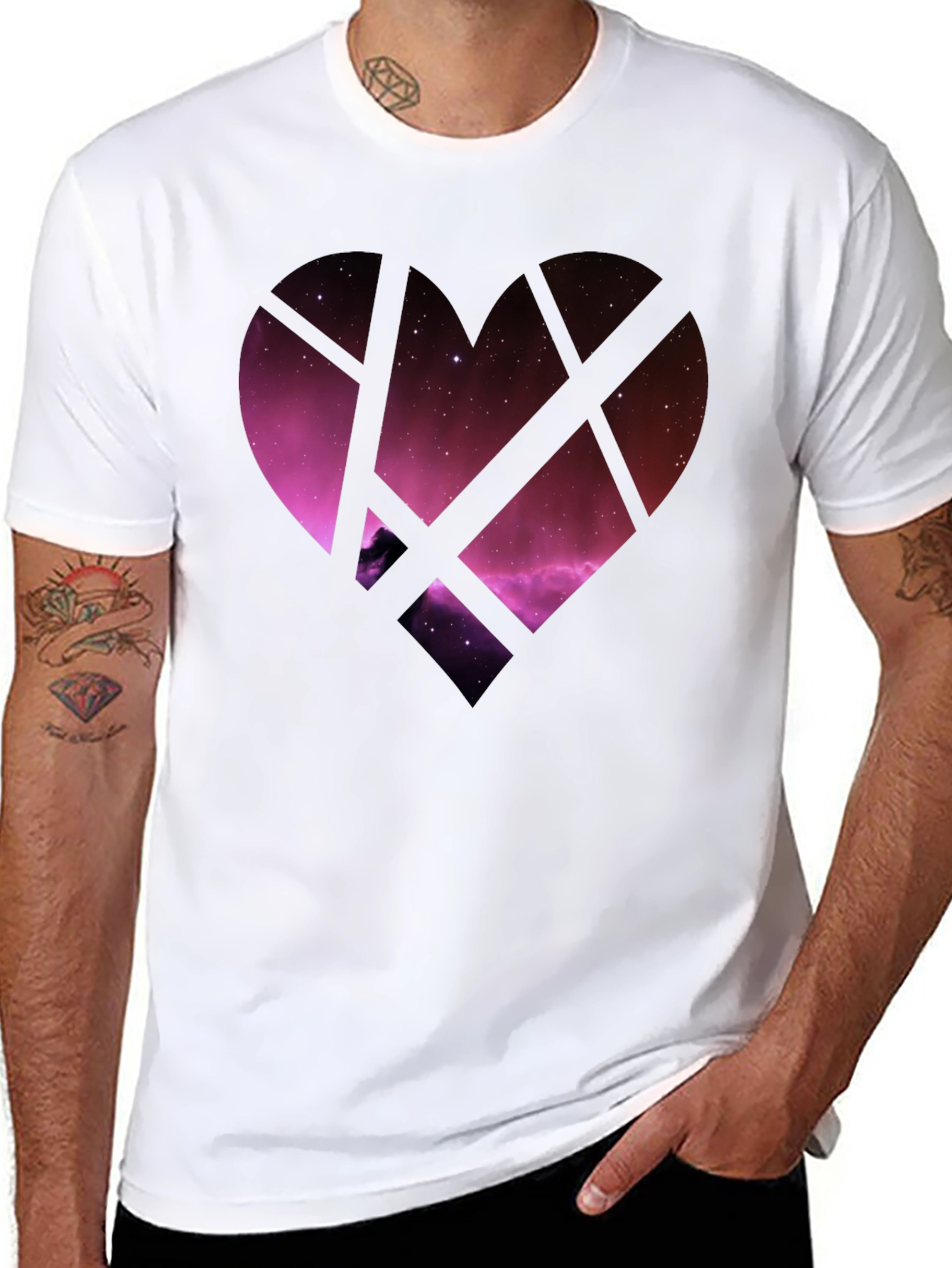 Black Galaxy Heart Graphic Tee - Black Cotton Blend view 8
