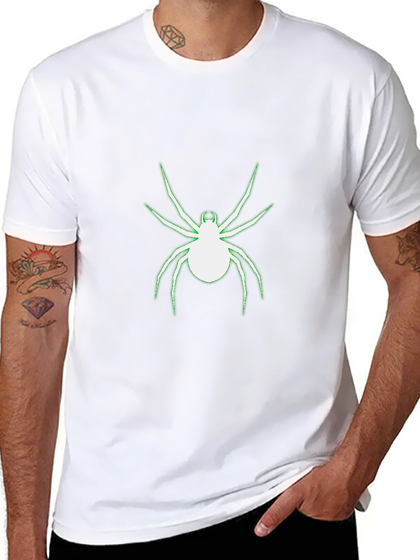 Glow Spider Graphic Black T-Shirt - 8