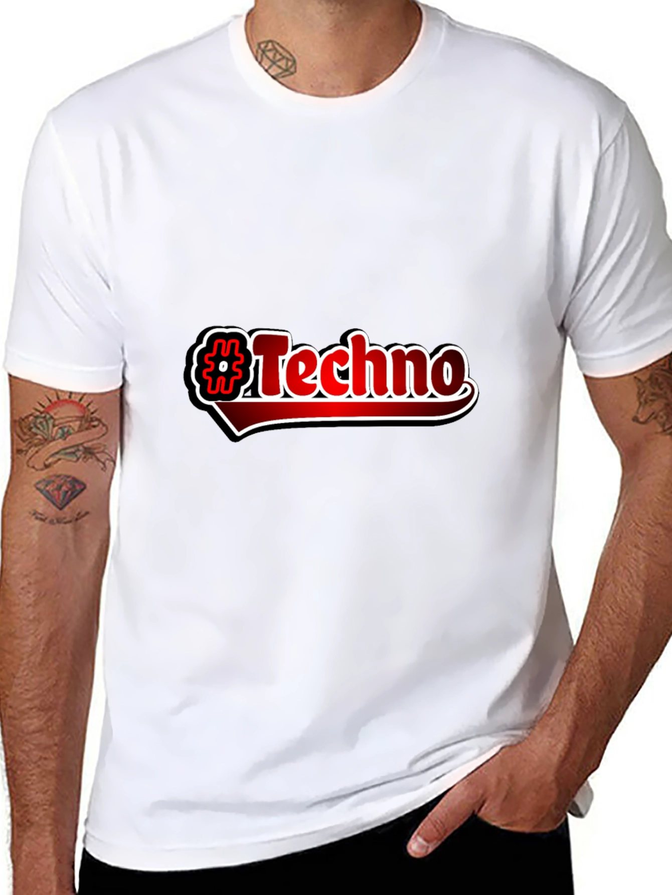 Black Hashtag Techno Graphic Tee view 8