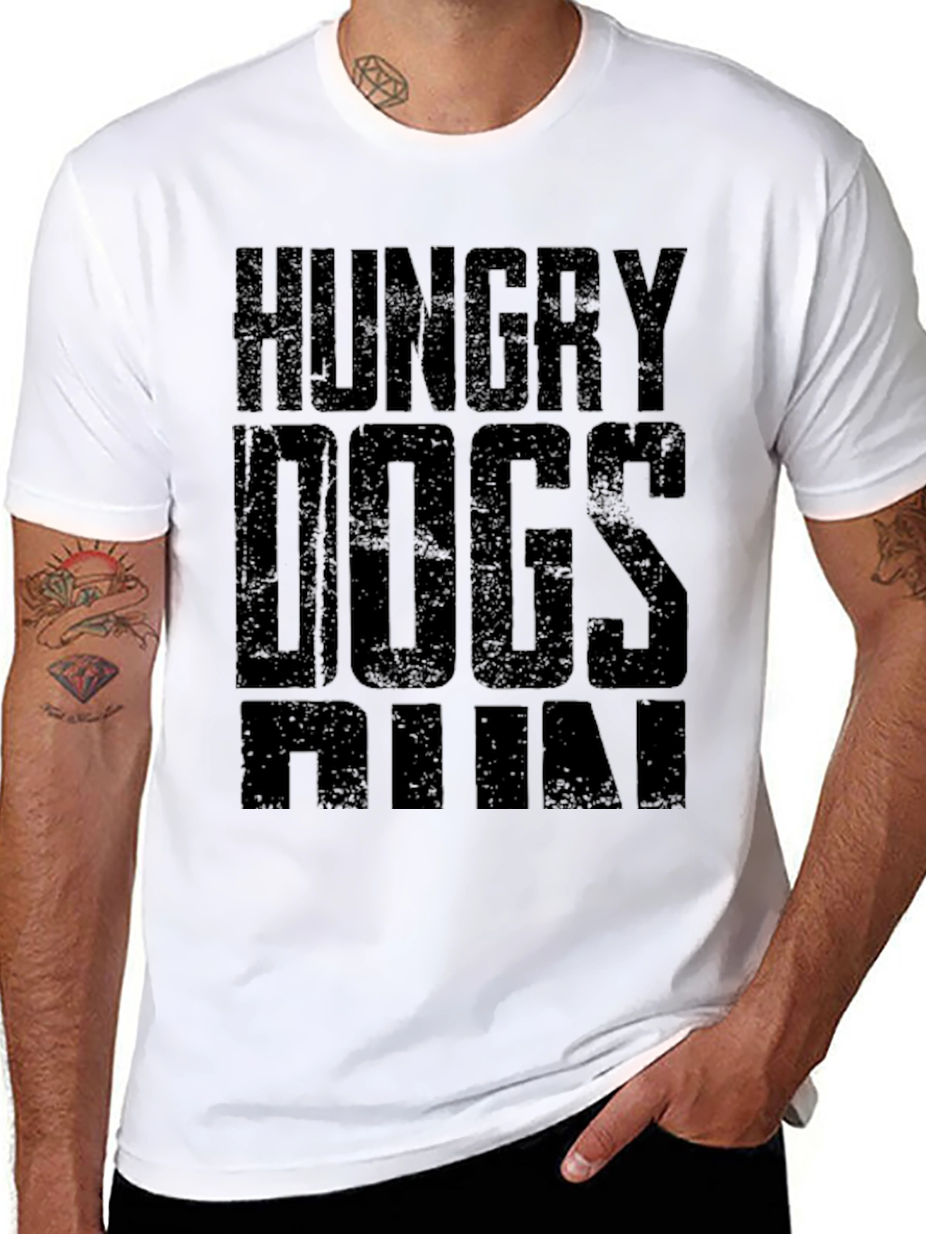 Black Hungry Dogs Run Black Graphic T-Shirt view 8