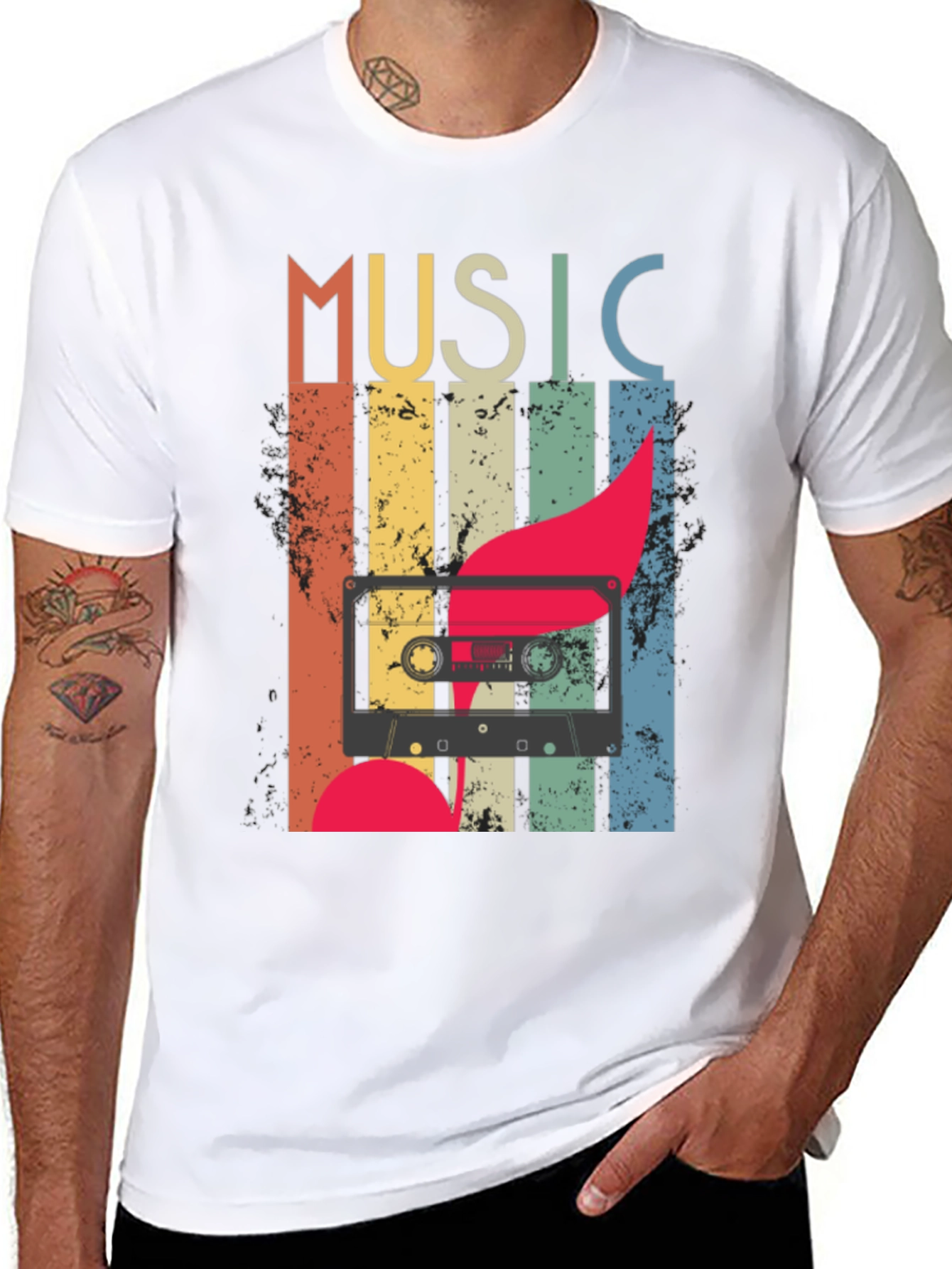 Black Retro Music Cassette T-Shirt - Vintage Style Tee view 8