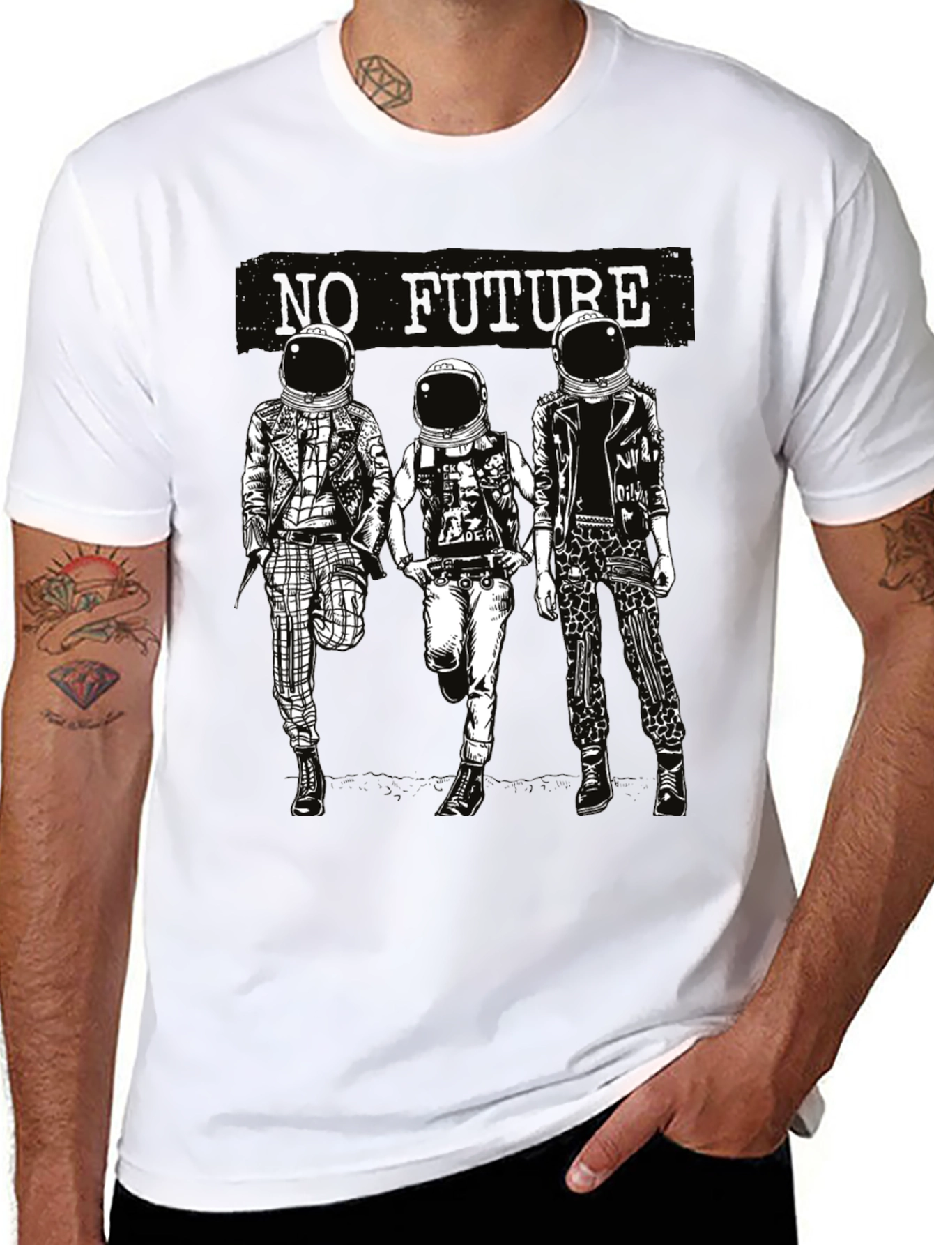 No Future Astronauts Black Graphic Tee - 8