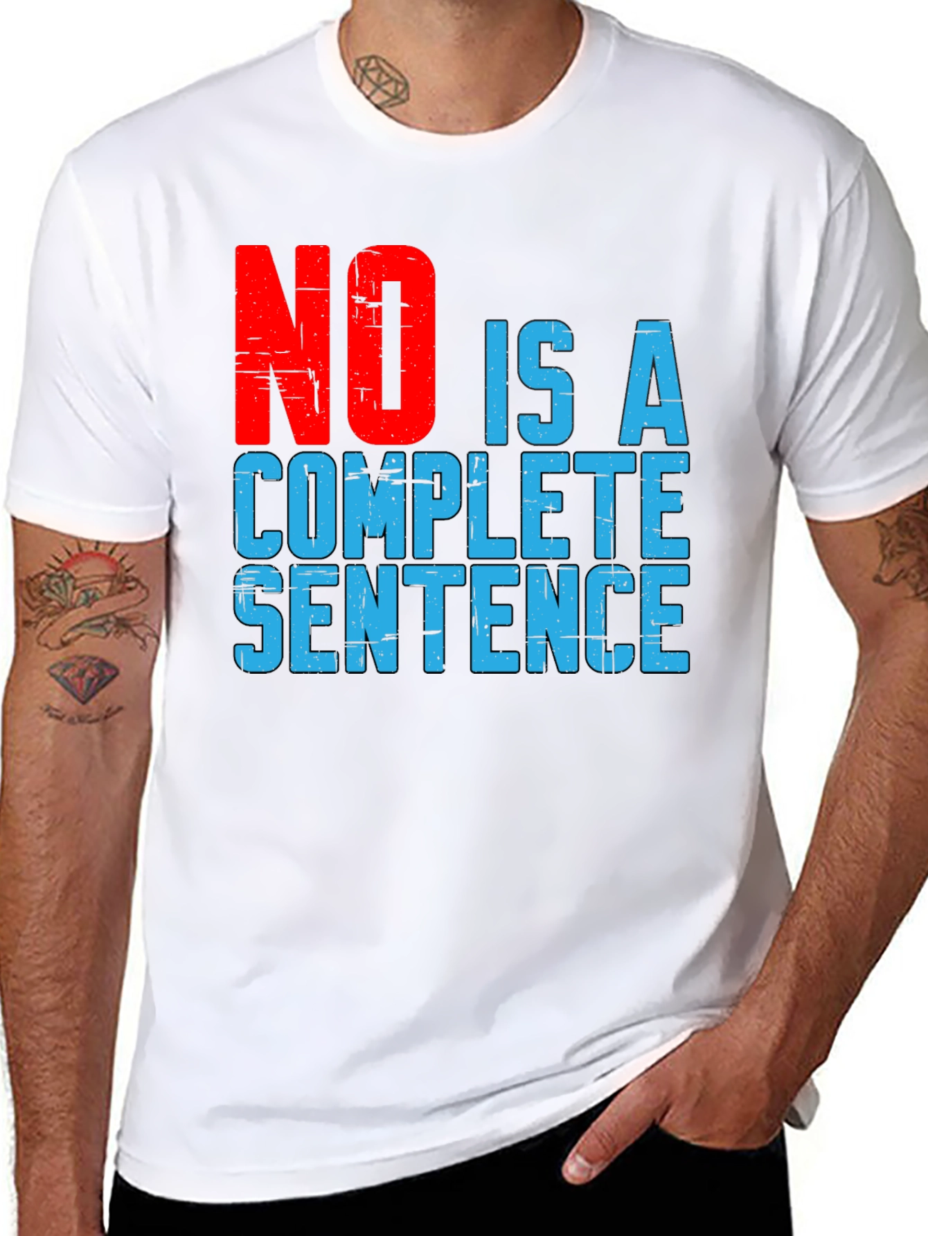 Black Funny Sarcastic Graphic Tee: NO is a Complete Sentence view 8