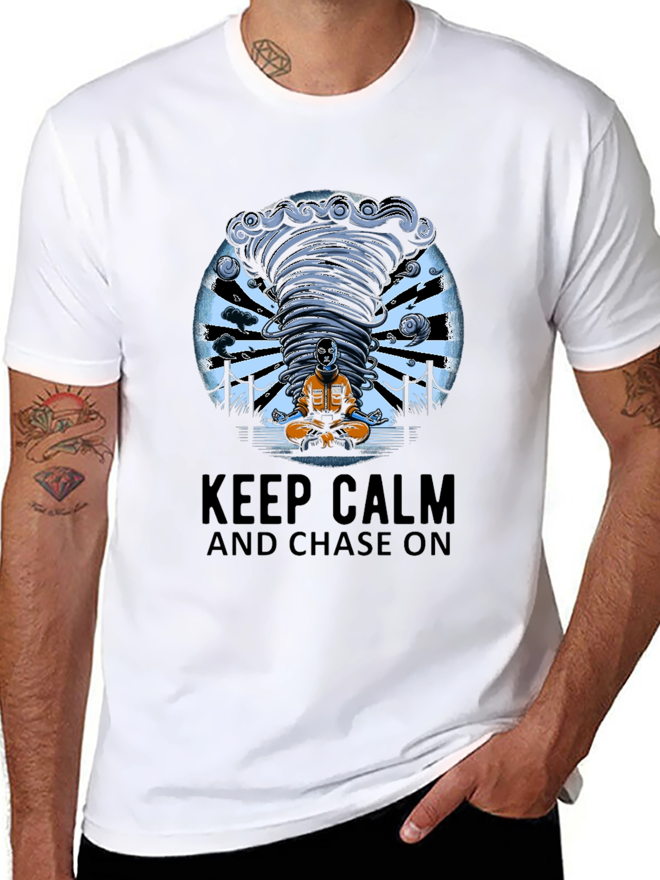 Black Keep Calm Tornado Chaser Graphic Tee view 8