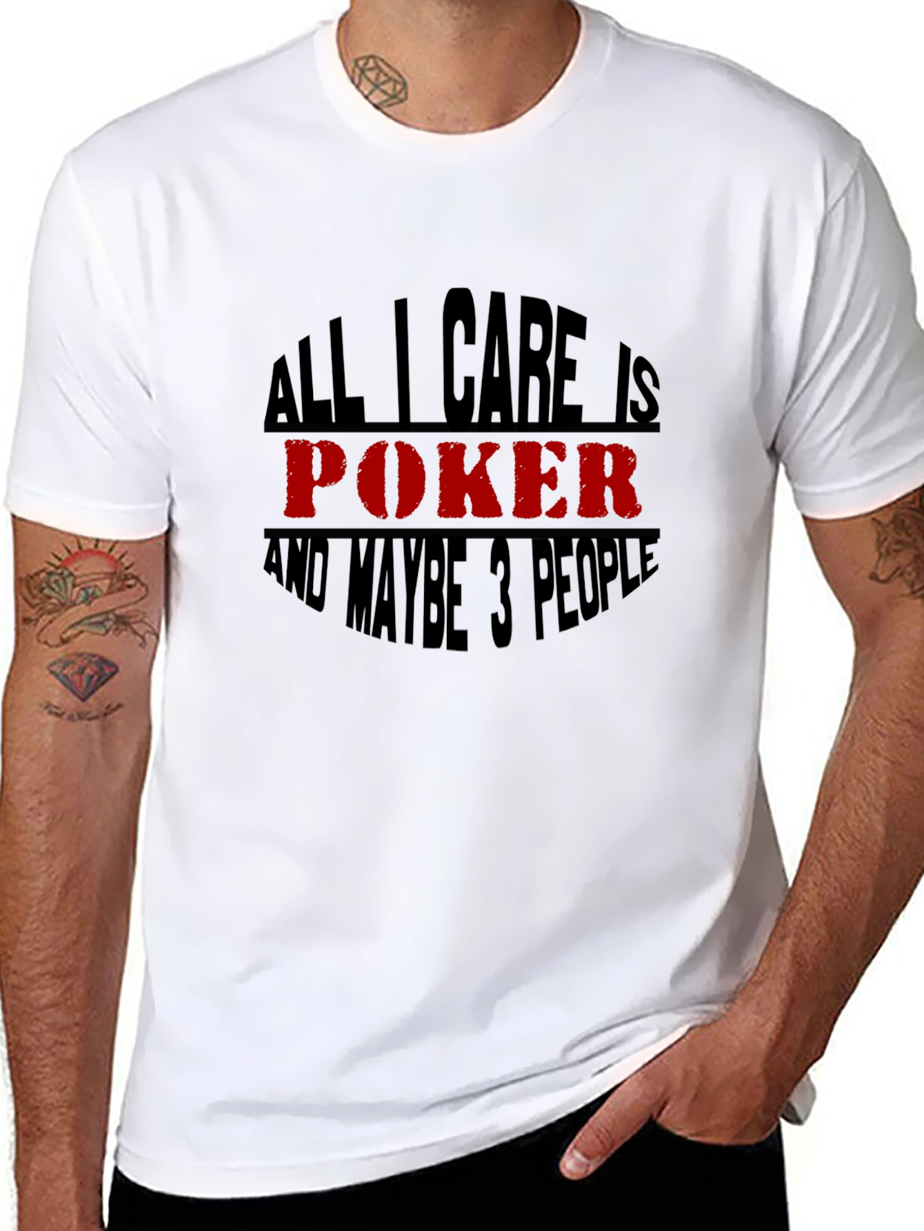 Black All I Care is Poker T-Shirt - Black view 8