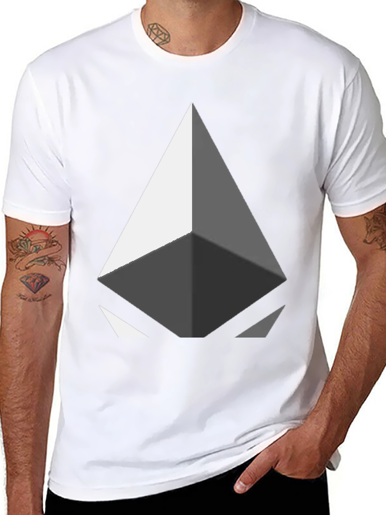 Black Geometric Diamond Graphic Tee - Modern Style view 8