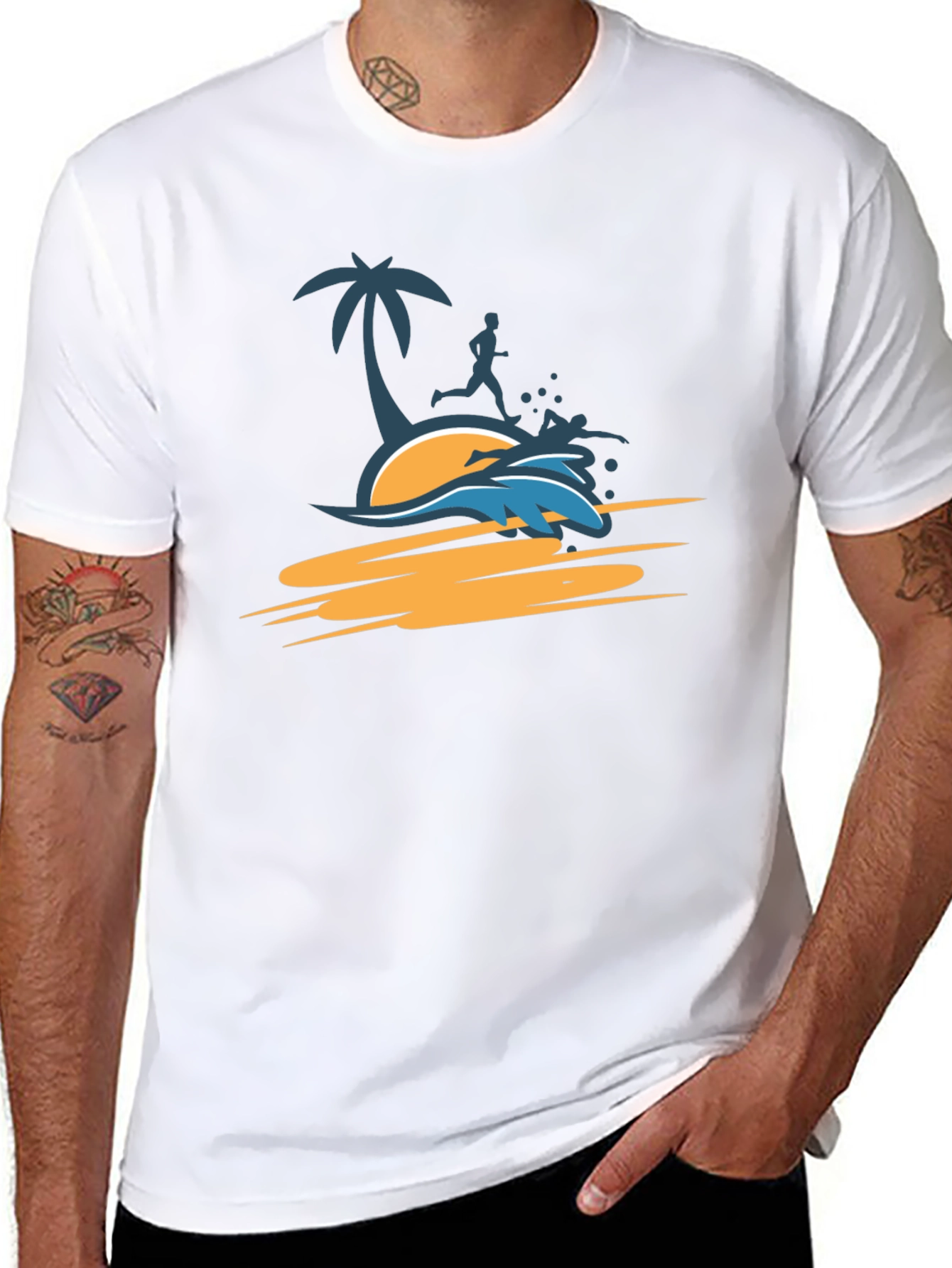 Black Tropical Beach Run T-Shirt - Black view 8