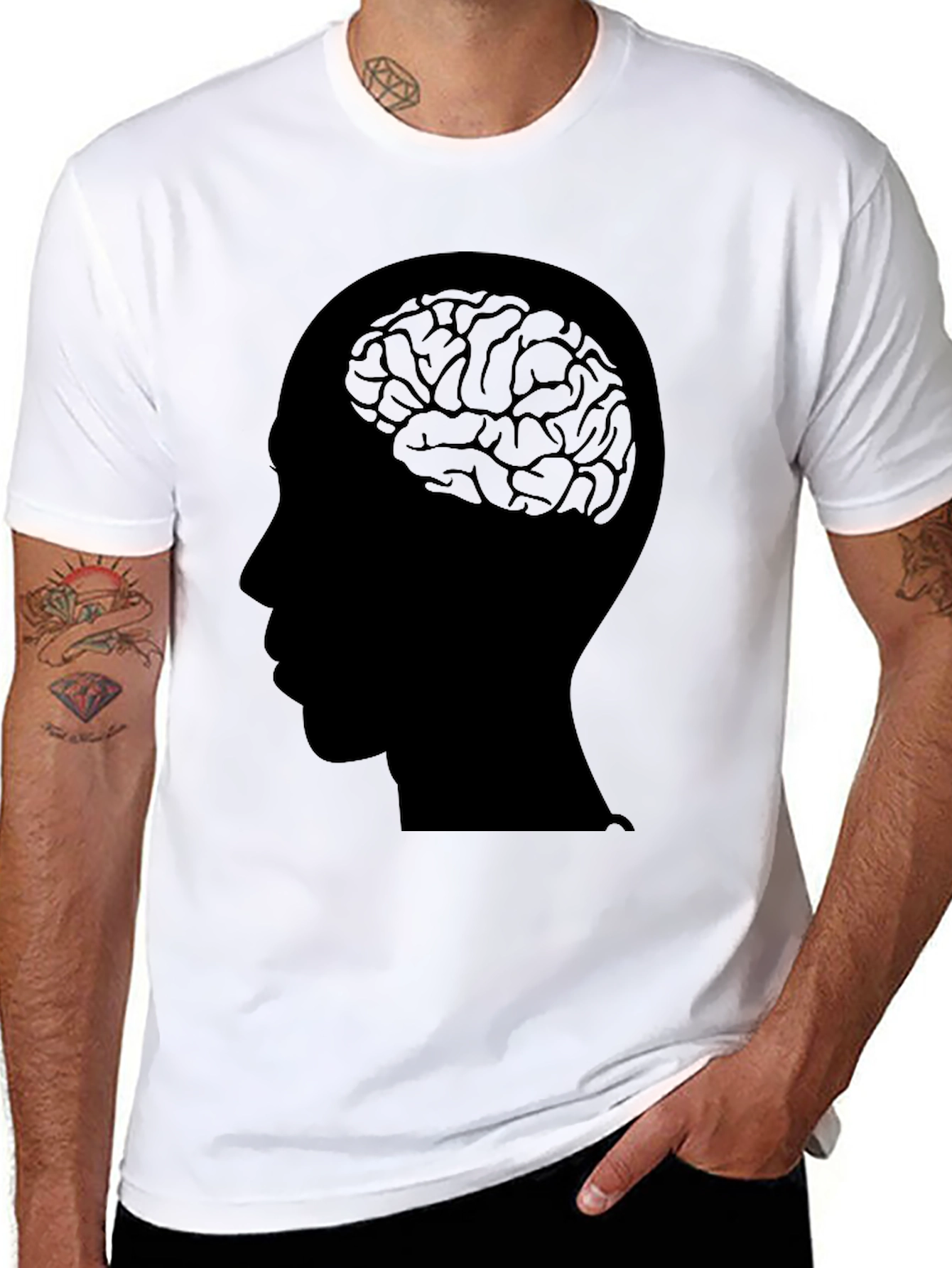 Black Brain Head T-Shirt - Mens Graphic Tee view 8