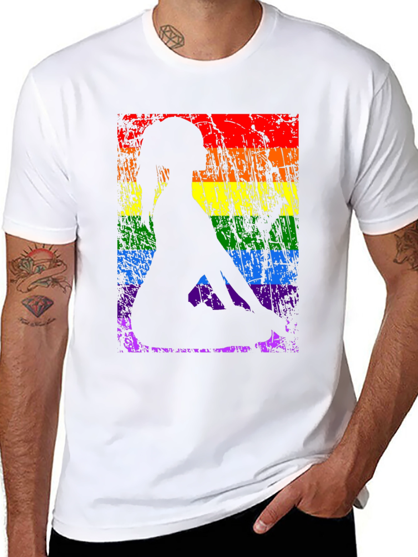 Black Yoga Pose LGBTQ Pride T-Shirt view 8