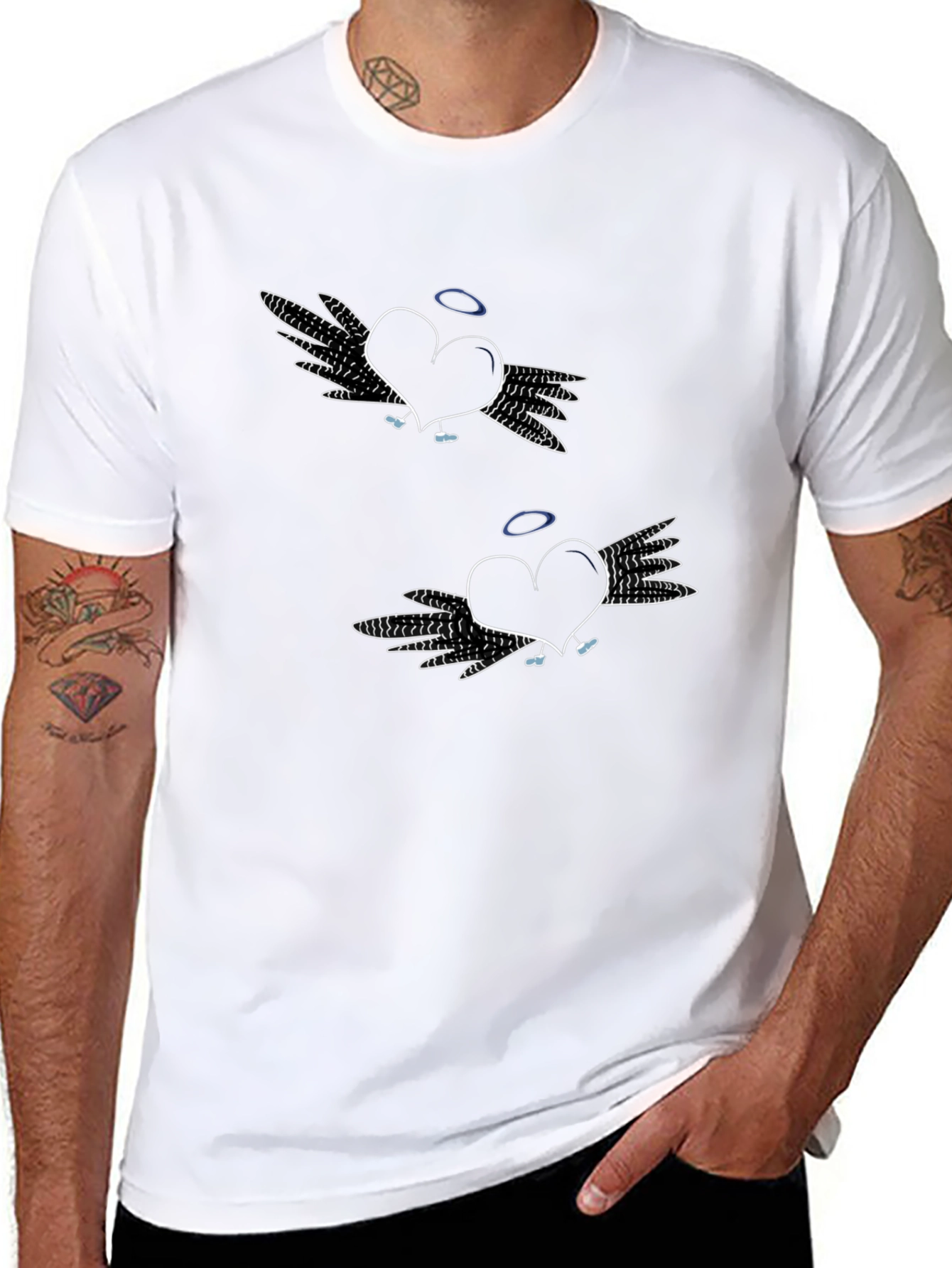 Black Angel Heart Graphic Tee - Black view 8