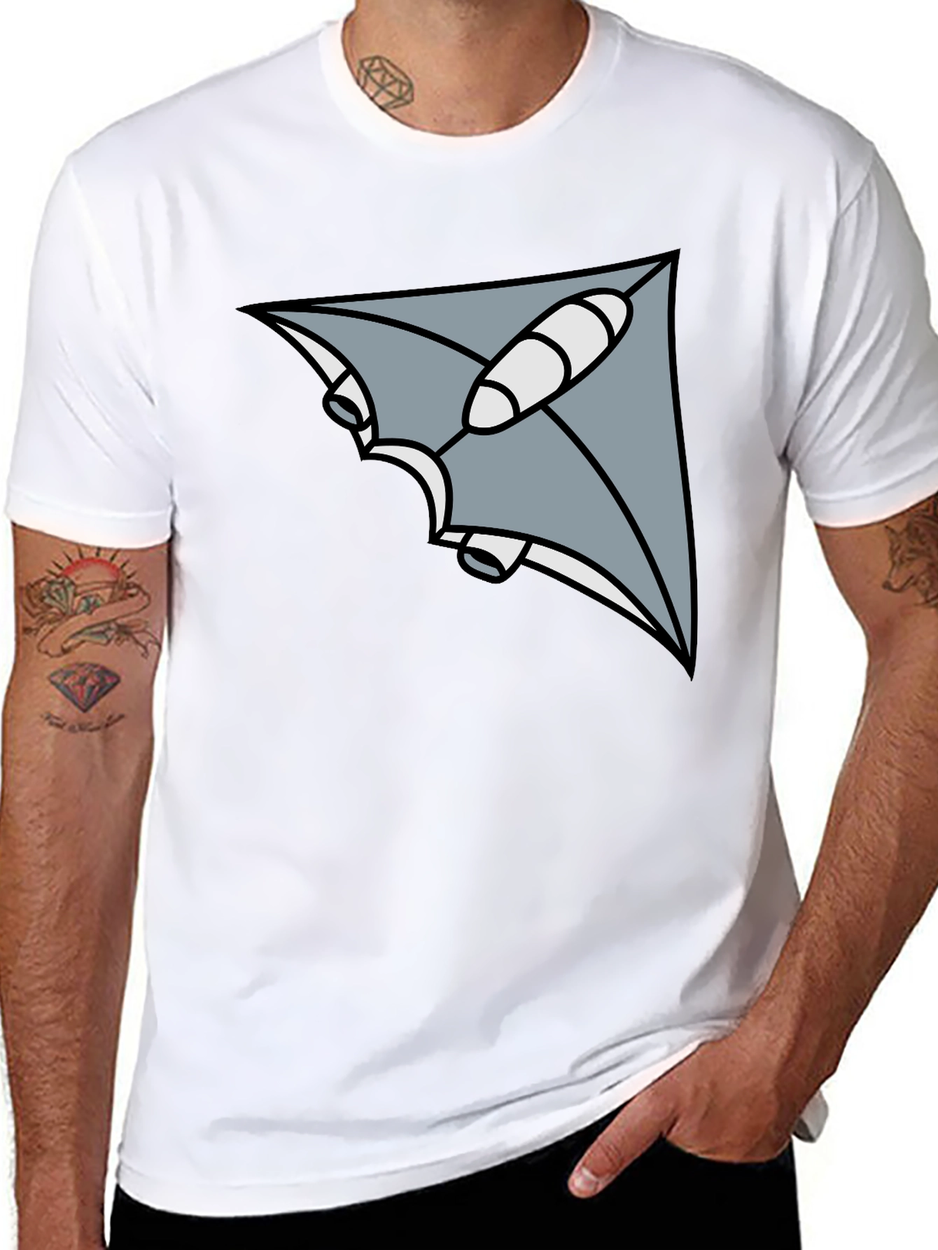 Black Geometric Ray Black T-Shirt view 8