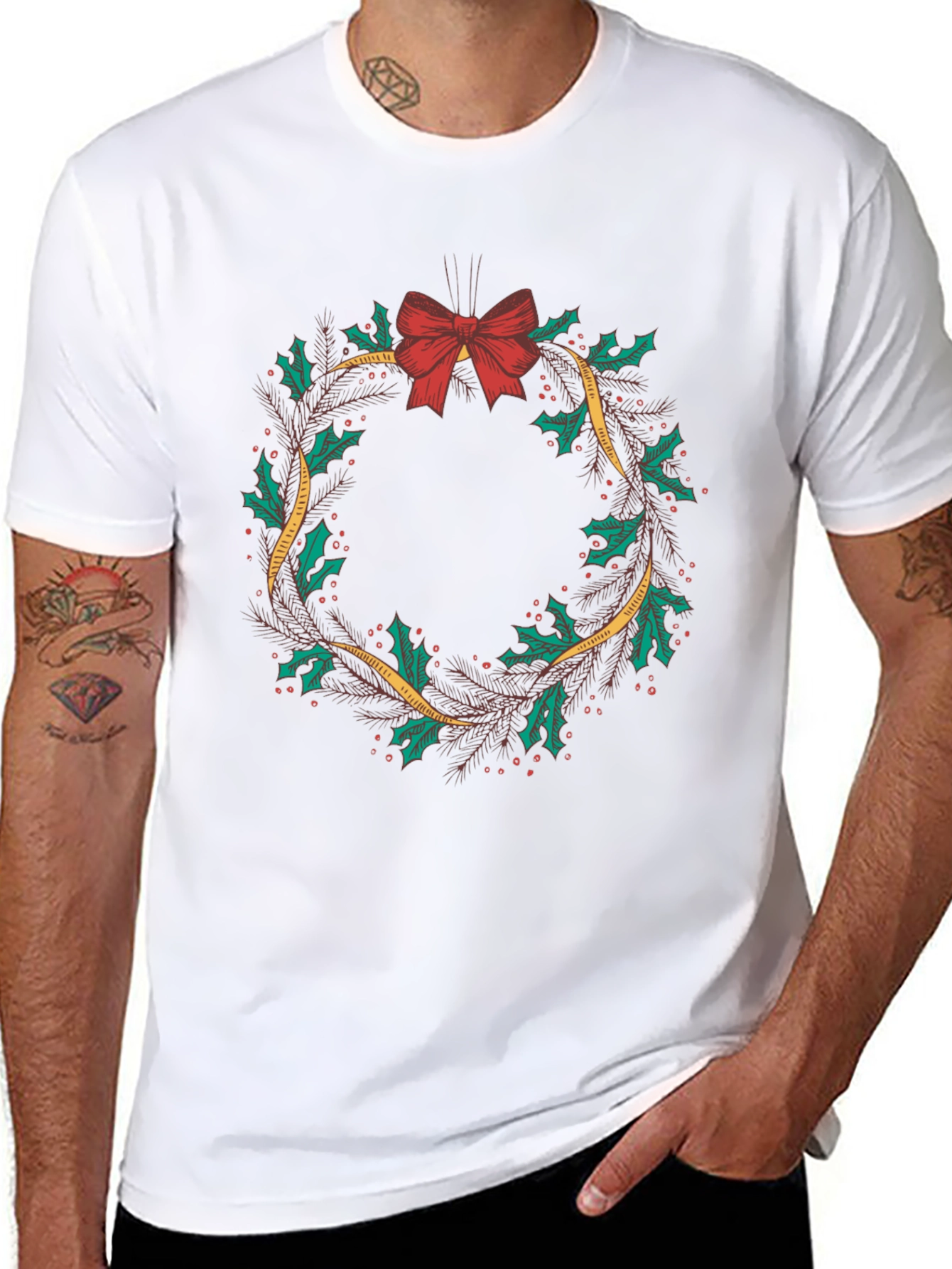 Black Holiday Wreath Graphic Tee view 8