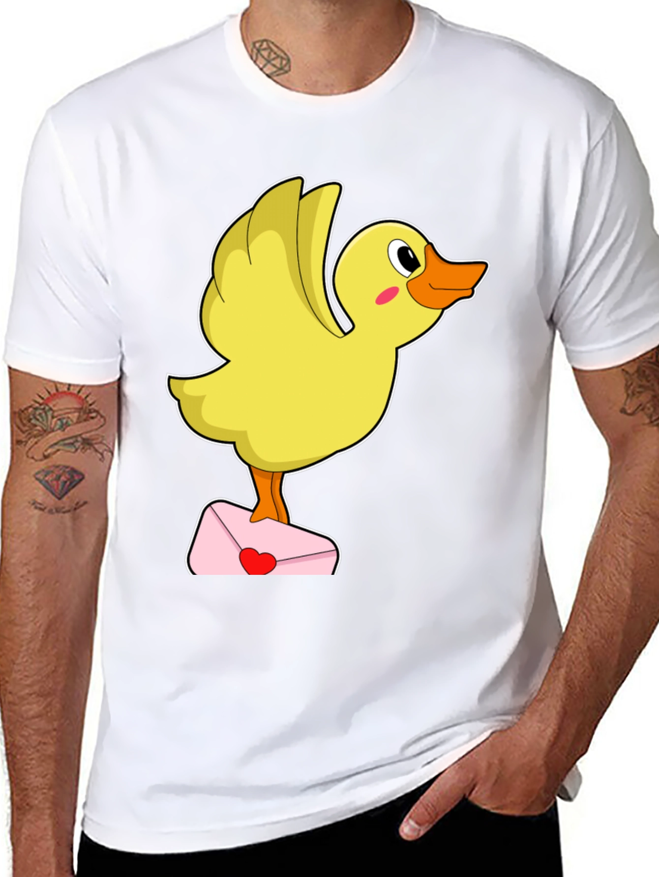 Black Duck with Love Letter T-Shirt - Cute Valentine's Day Gift! view 8