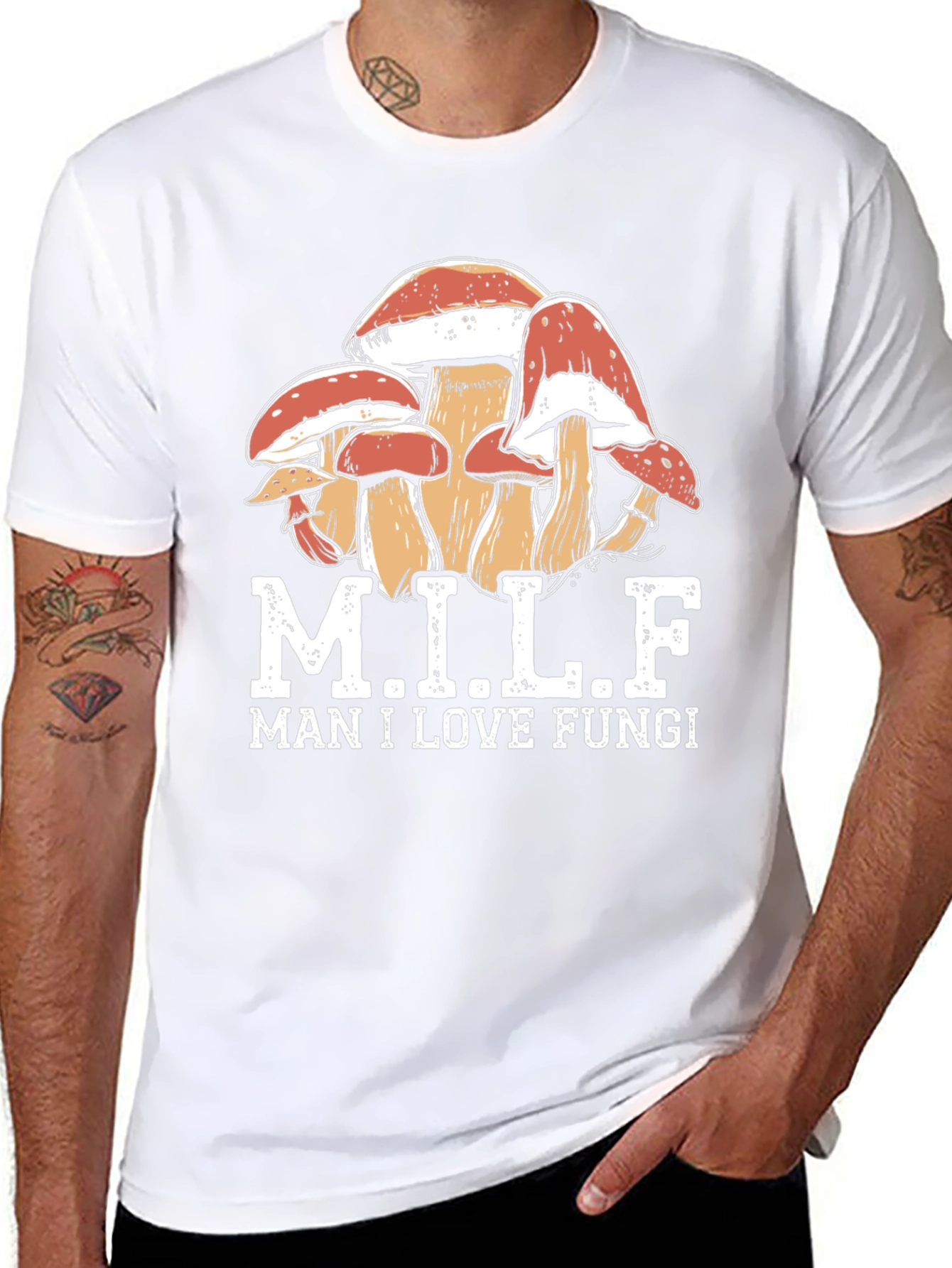 Black MILF Man I Love Fungi T-Shirt view 8
