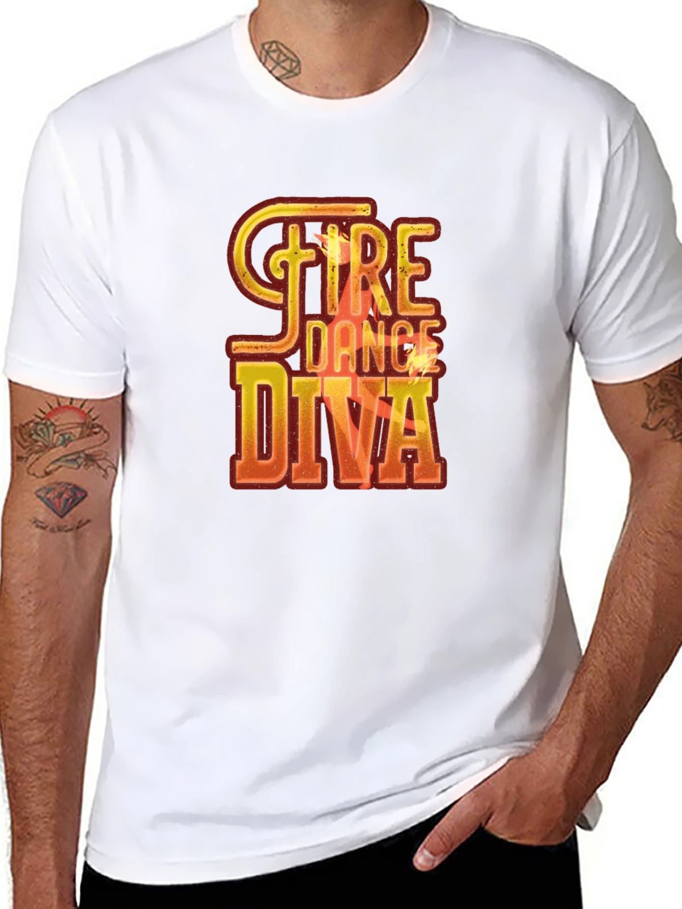 Black Fire Dance Diva Graphic Tee - Unique Design view 8
