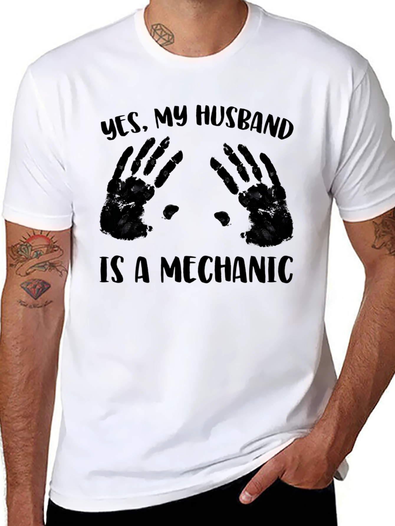 Black Mechanic Husband T-Shirt view 8