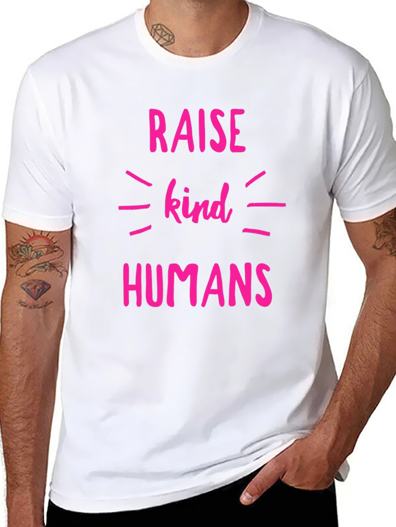 Black Raise Kind Humans T-Shirt - Black Crew Neck Tee view 8