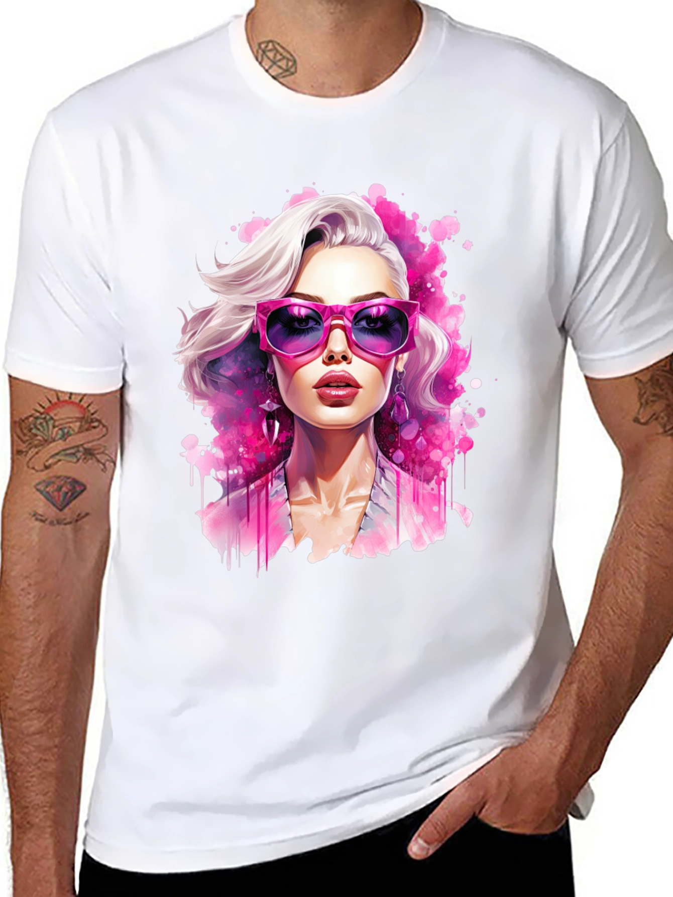 Black Stylish Woman Graphic Tee view 8