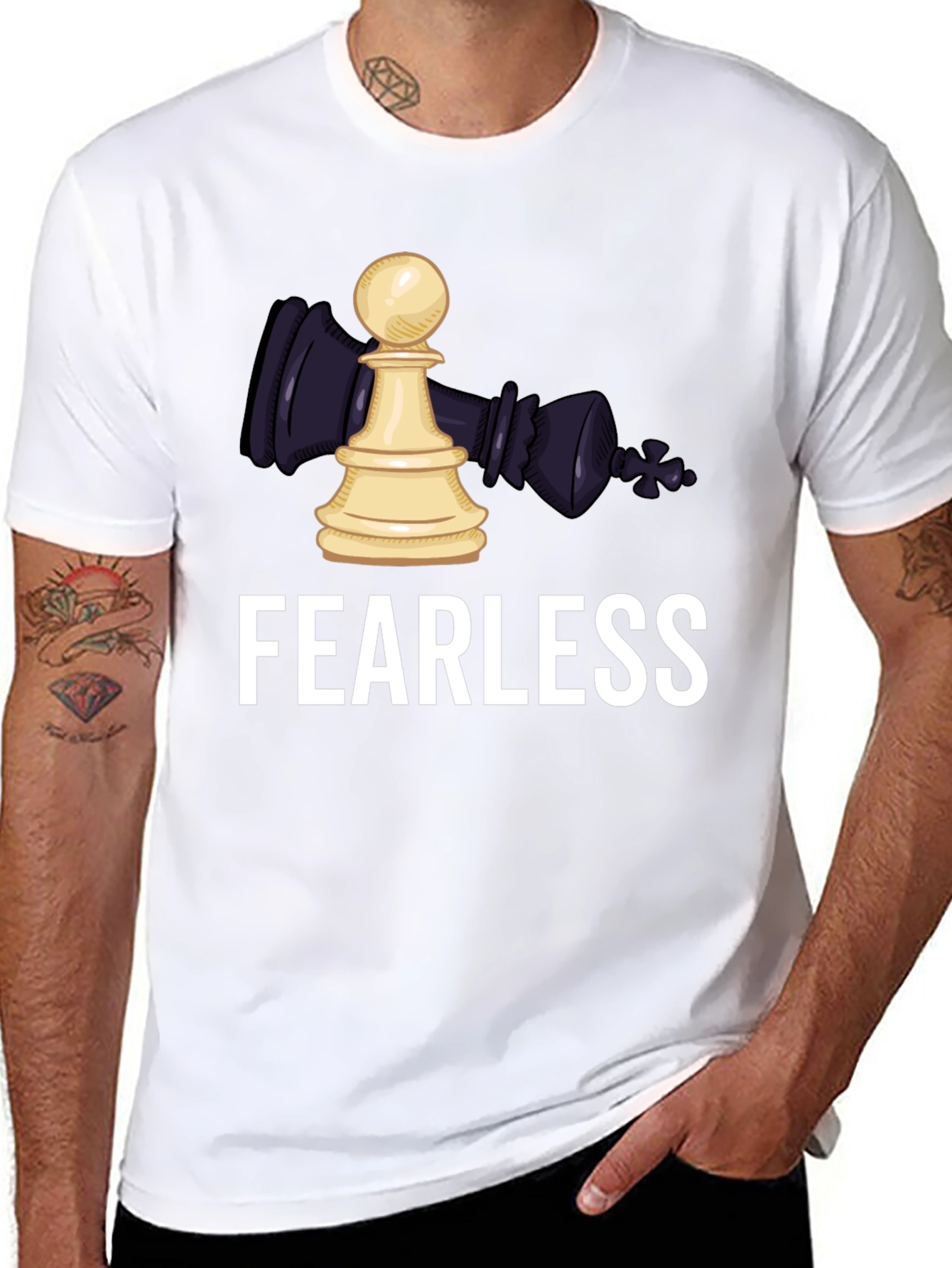 Black Fearless Chess Graphic T-Shirt view 8