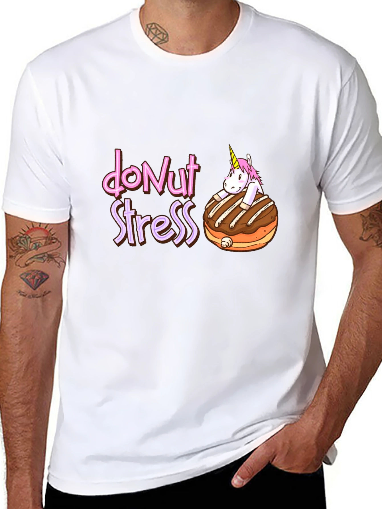 Black Donut Stress T-Shirt - Cute Unicorn Tee view 8