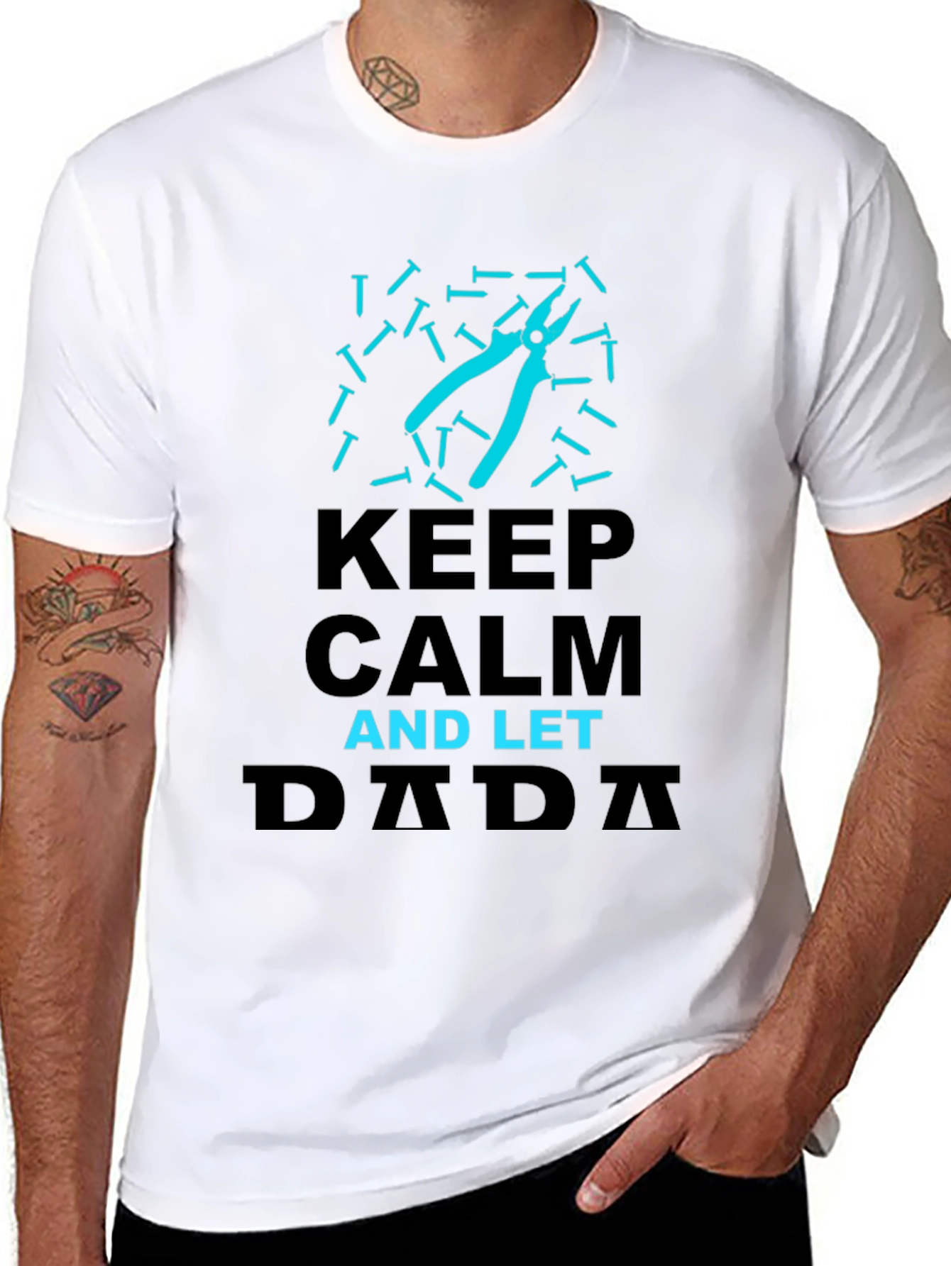 Black Keep Calm and Let Dada Handle It Graphic Tee view 8