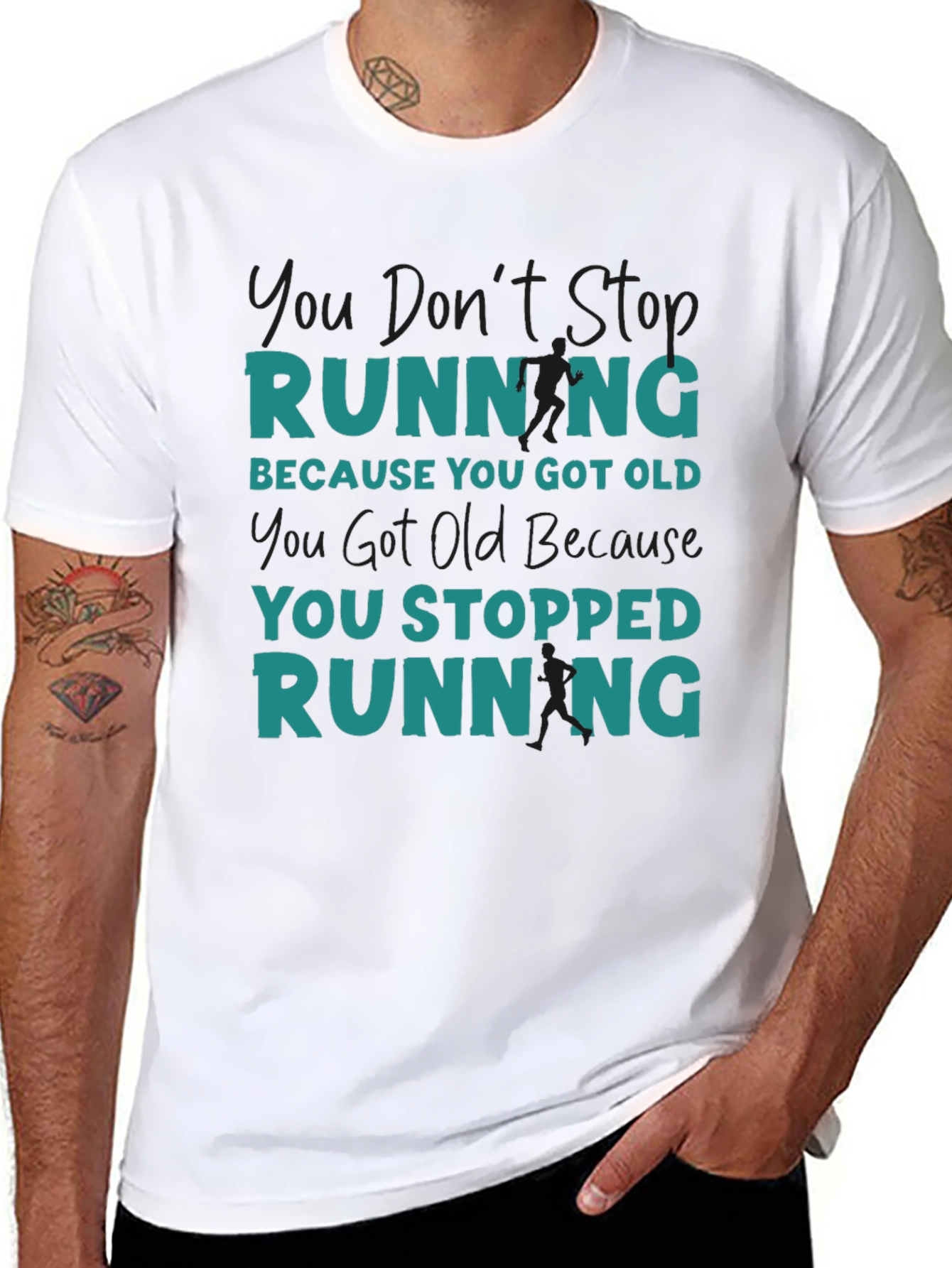 Black Running Quote T-Shirt - Don't Stop Running view 8