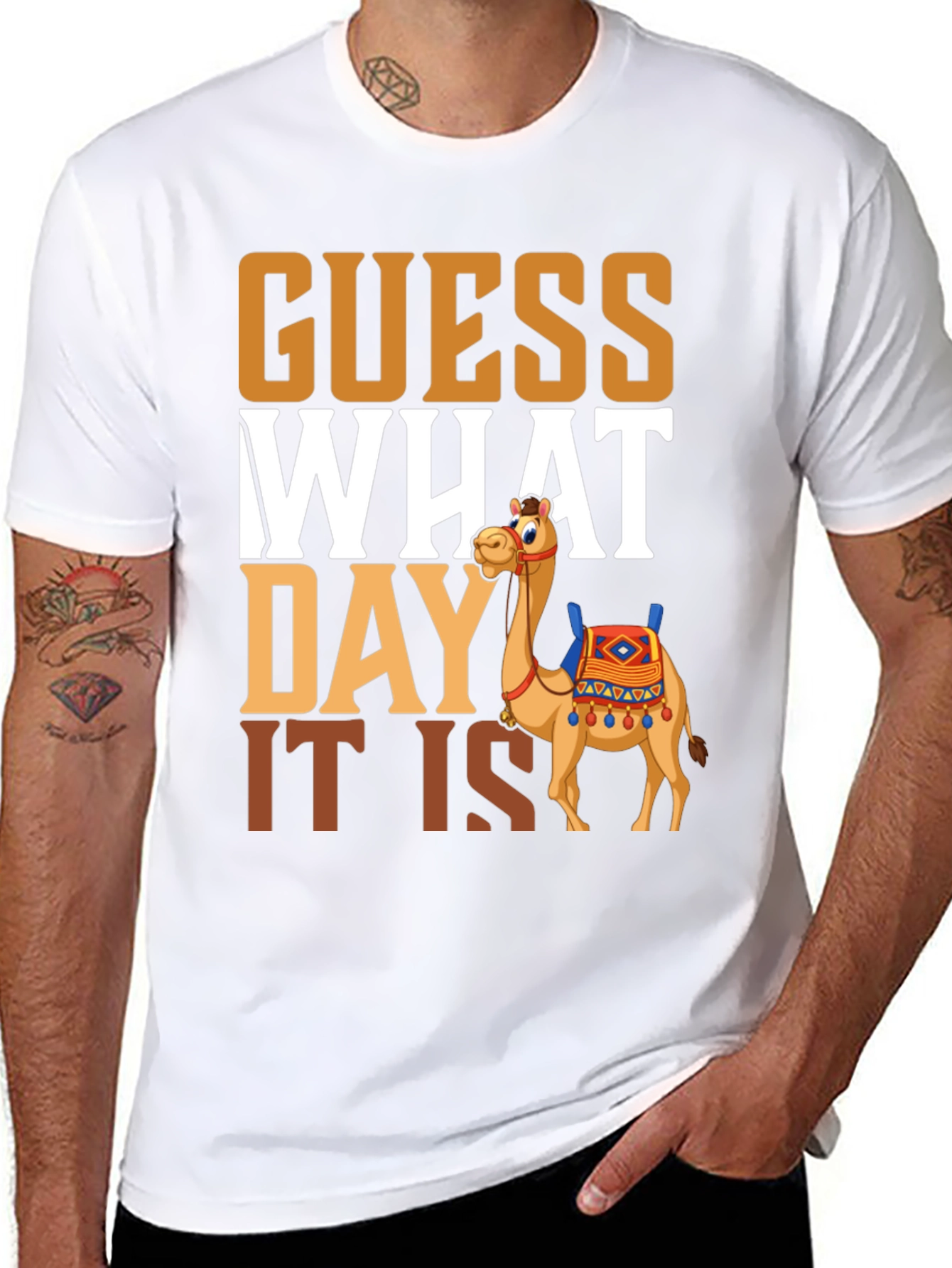Black Guess What Day It Is Camel Hump Day T-Shirt view 8