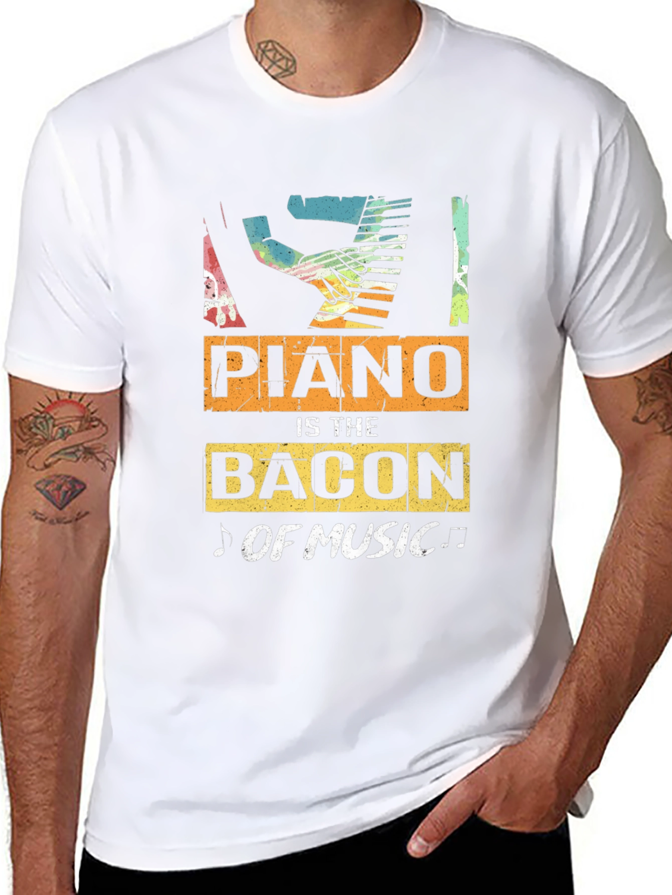 Black Piano is the Bacon of Music T-Shirt view 8