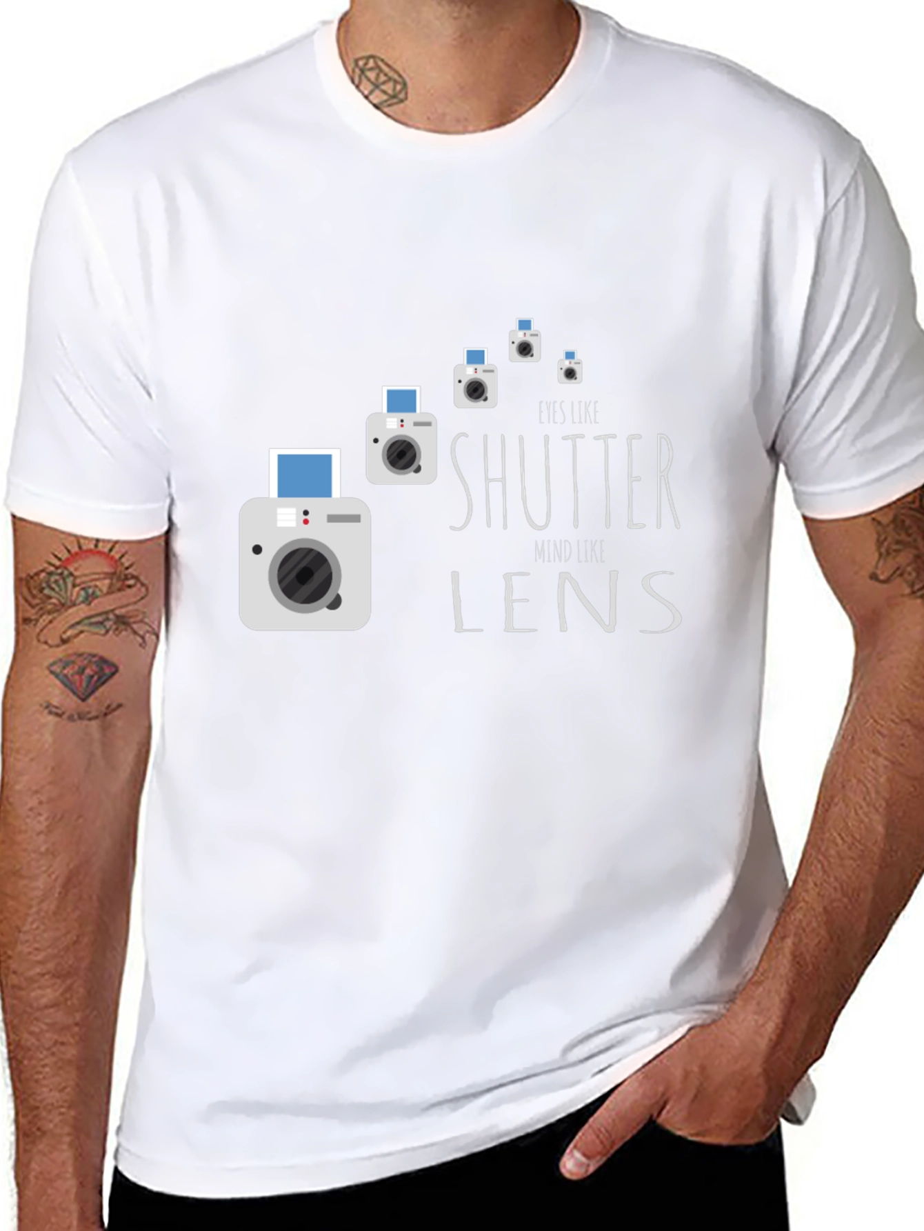 Black Eyes Like Shutter Mind Like Lens Graphic Tee view 8