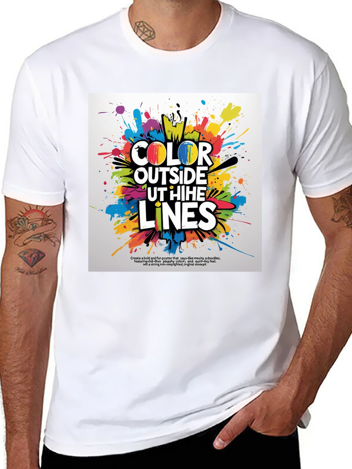 Black Color Outside the Lines Graphic Tee view 8