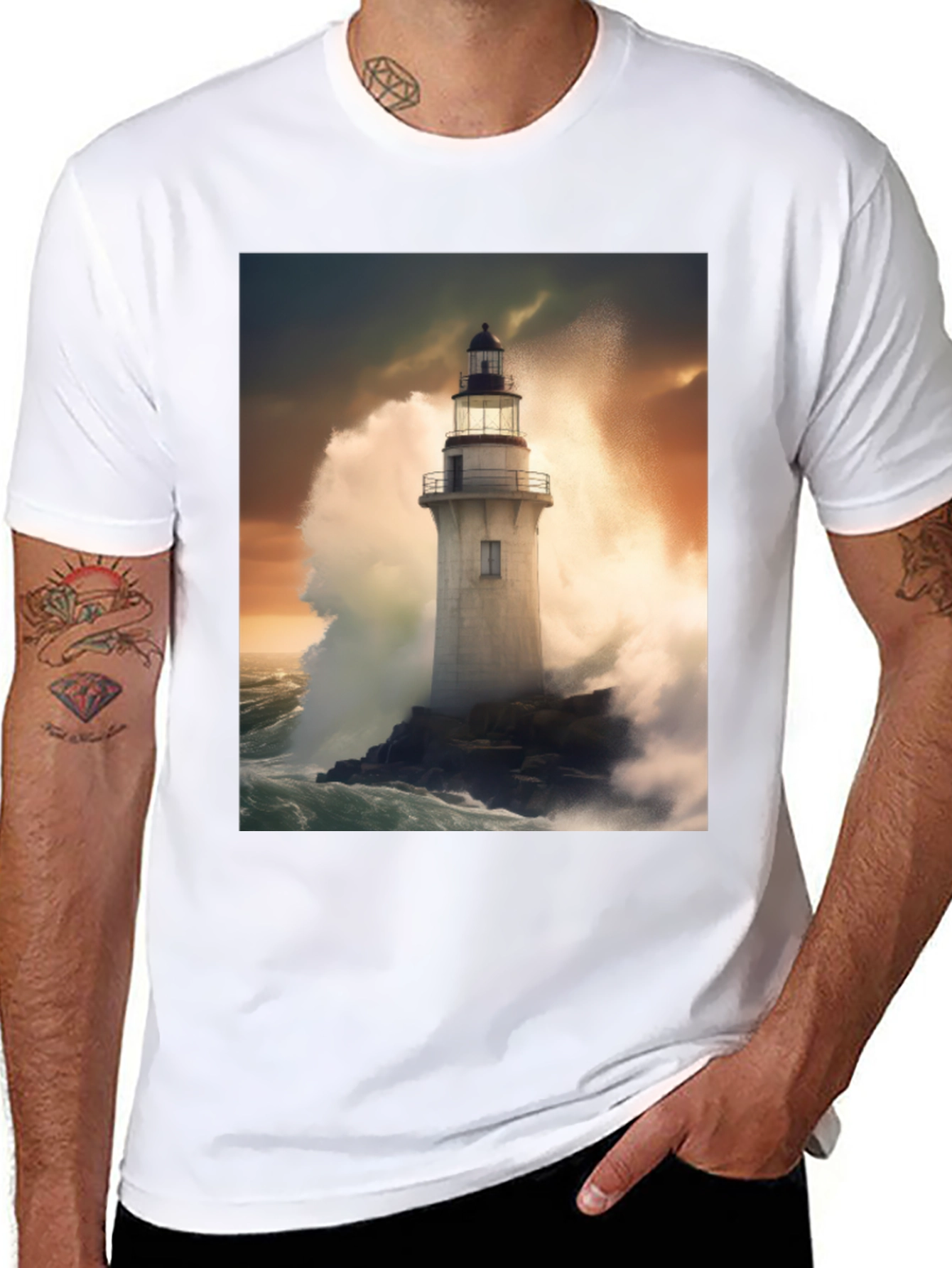 Lighthouse Storm Tee - Coastal Graphic T-Shirt - 8
