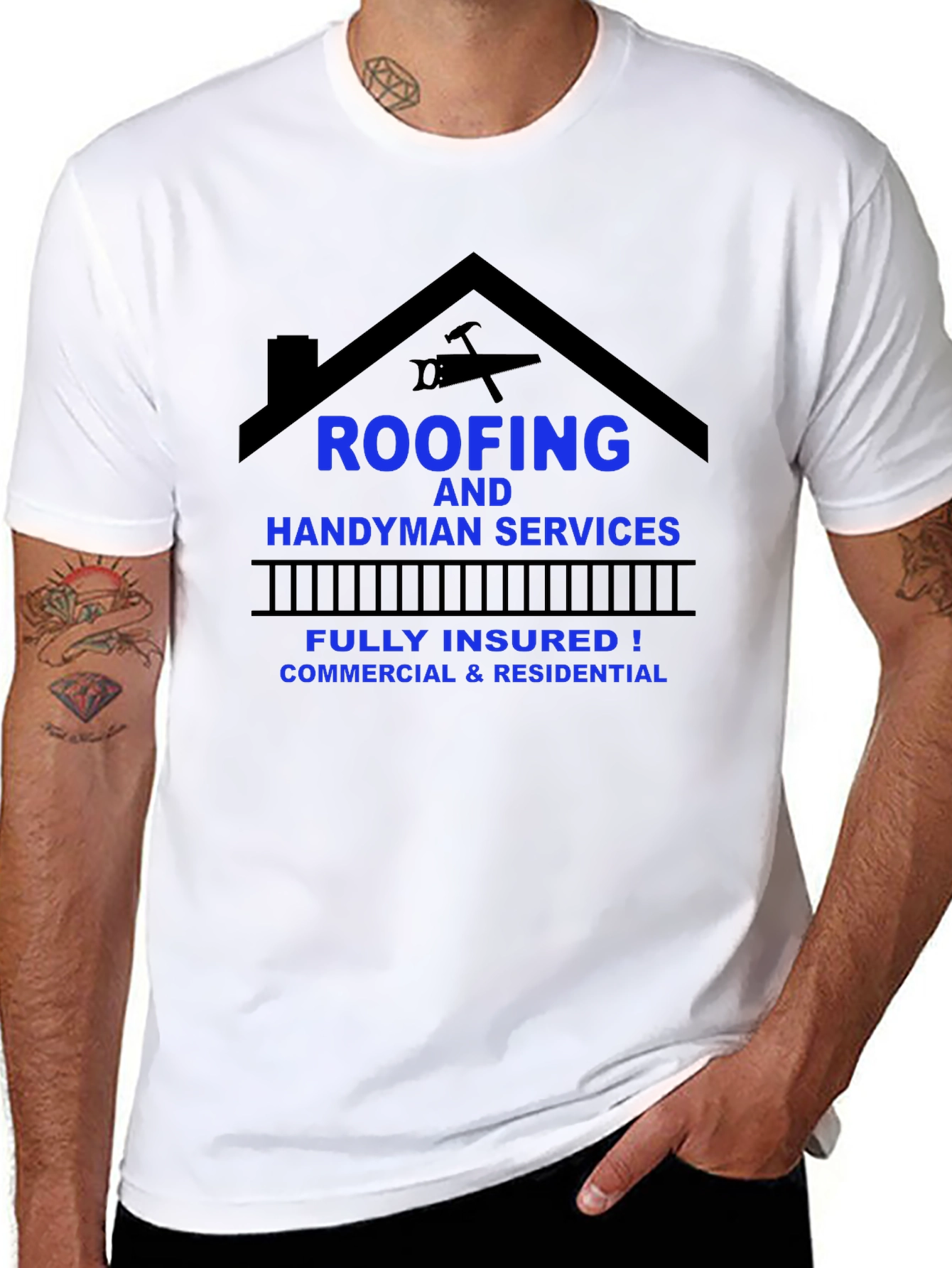 Black Roofing & Handyman Services T-Shirt view 8