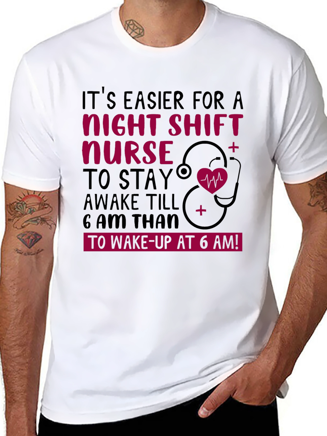 Black Night Shift Nurse T-Shirt view 8