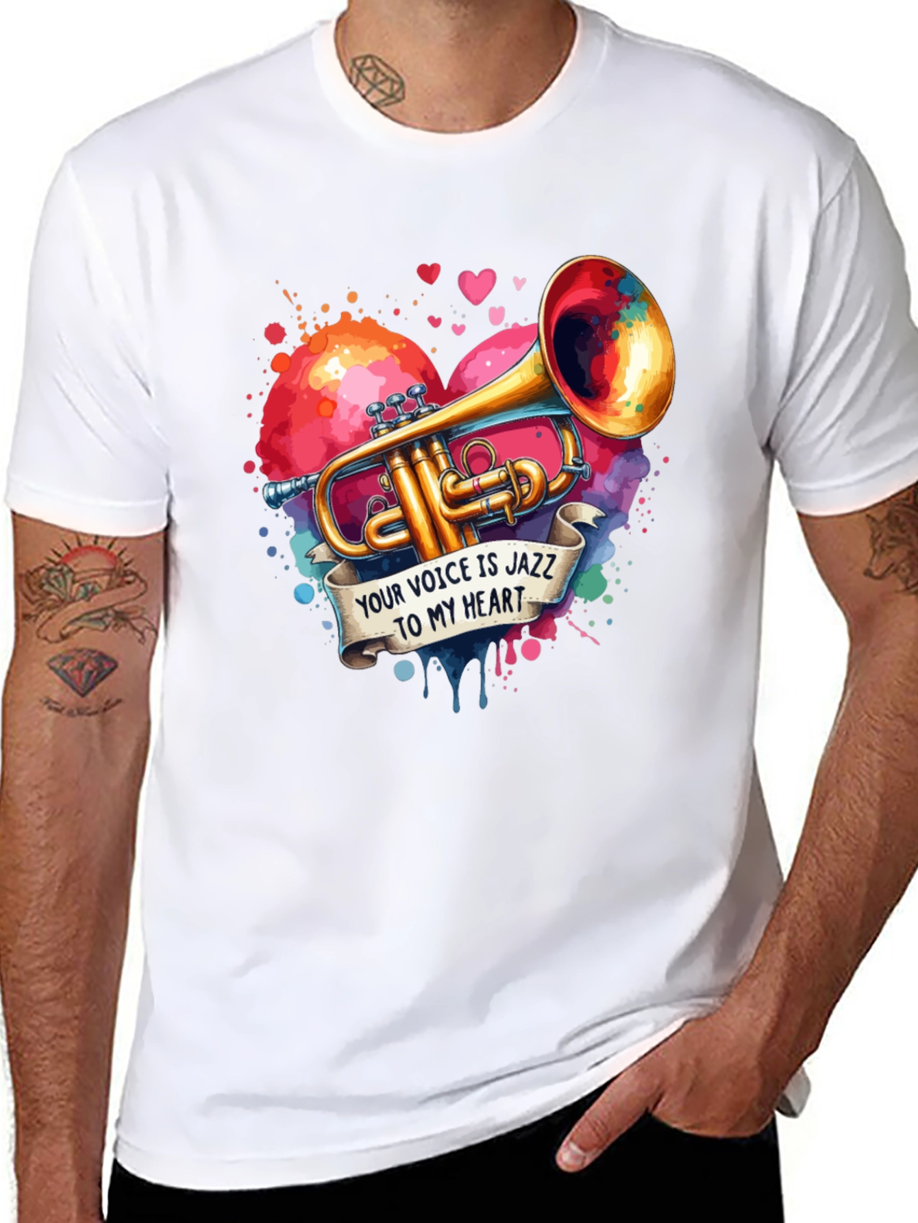 Black Jazz Heart Trumpet Graphic Tee view 8