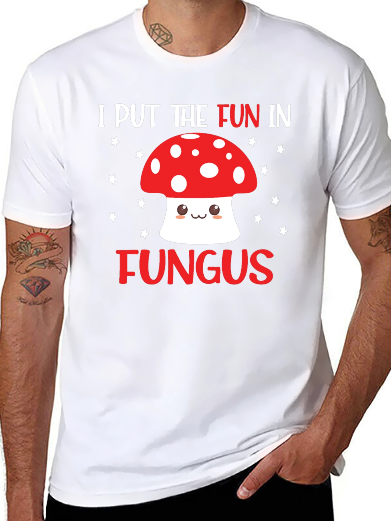 Black Funny Mushroom T-Shirt - "I Put the Fun in Fungus" view 8