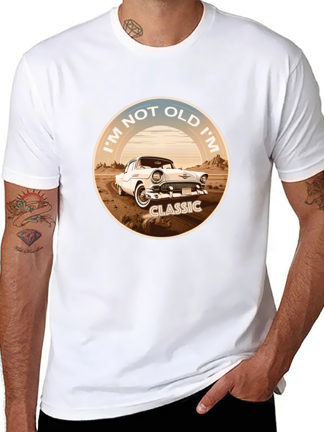Black Classic Car Graphic T-Shirt - I'm Not Old, I'm Classic view 8
