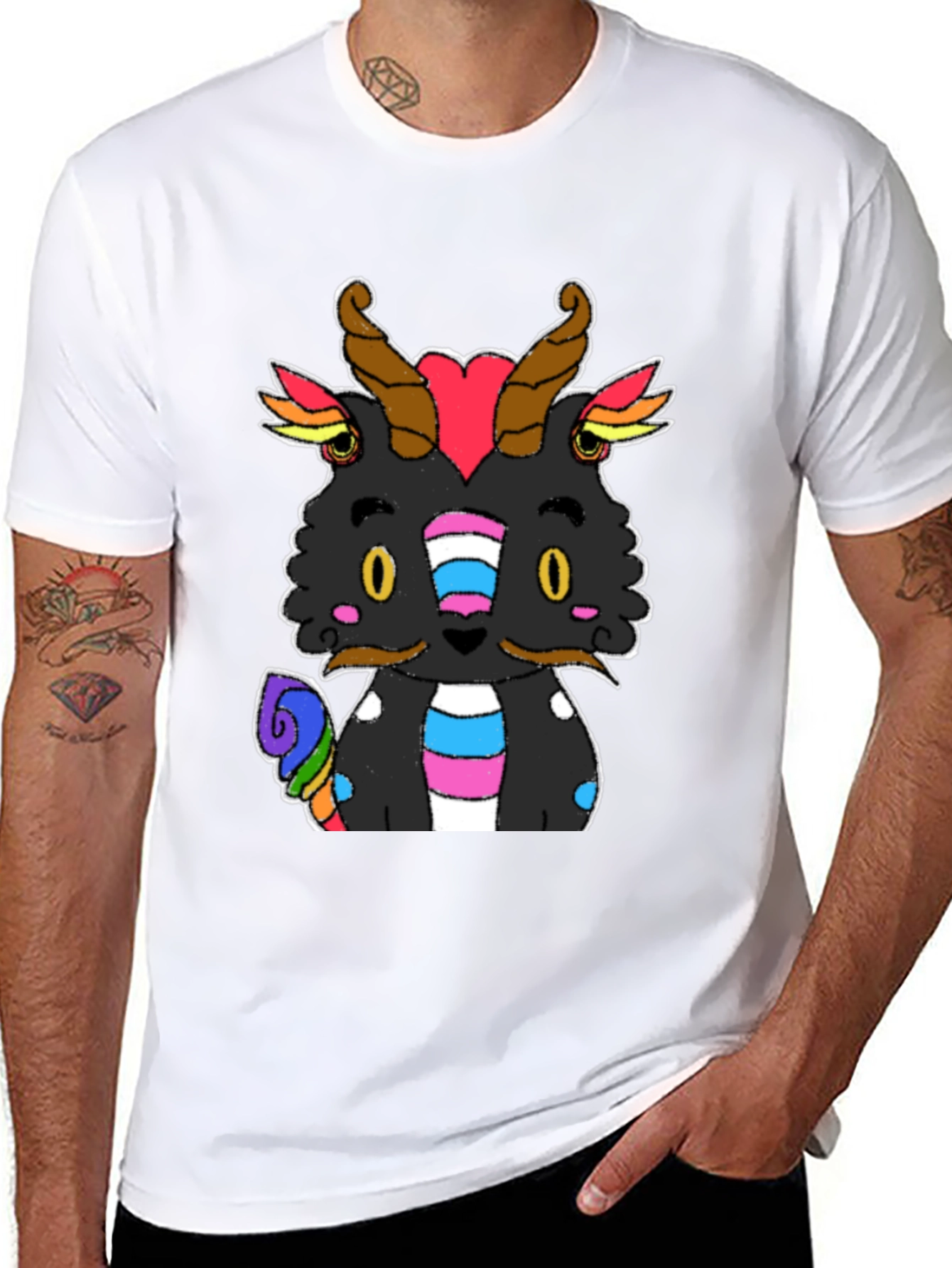 Black Pride Dragon Graphic Tee - Black Cotton T-Shirt view 8