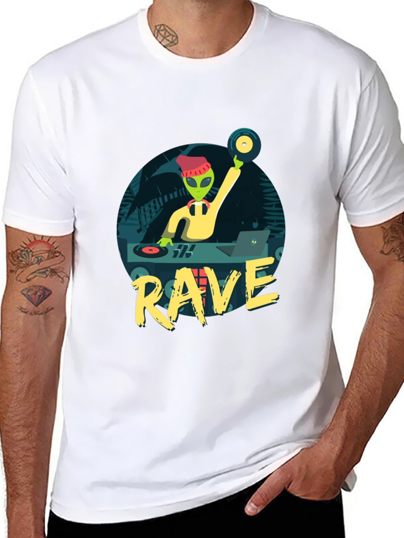 Black Alien DJ Rave T-Shirt view 8