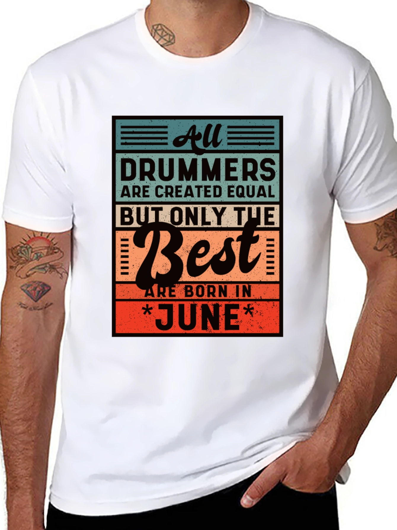 Black Drummers Born in June T-Shirt view 8