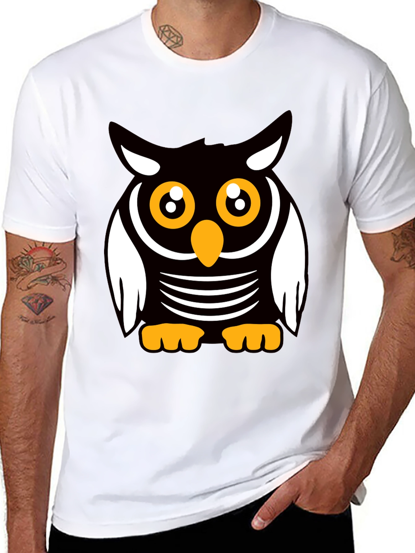 Black Cute Cartoon Owl Graphic T-Shirt view 8