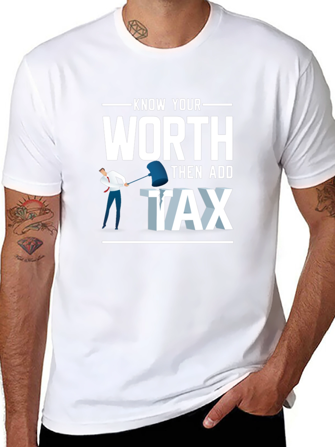 Black Know Your Worth Add Tax Graphic T-Shirt view 8